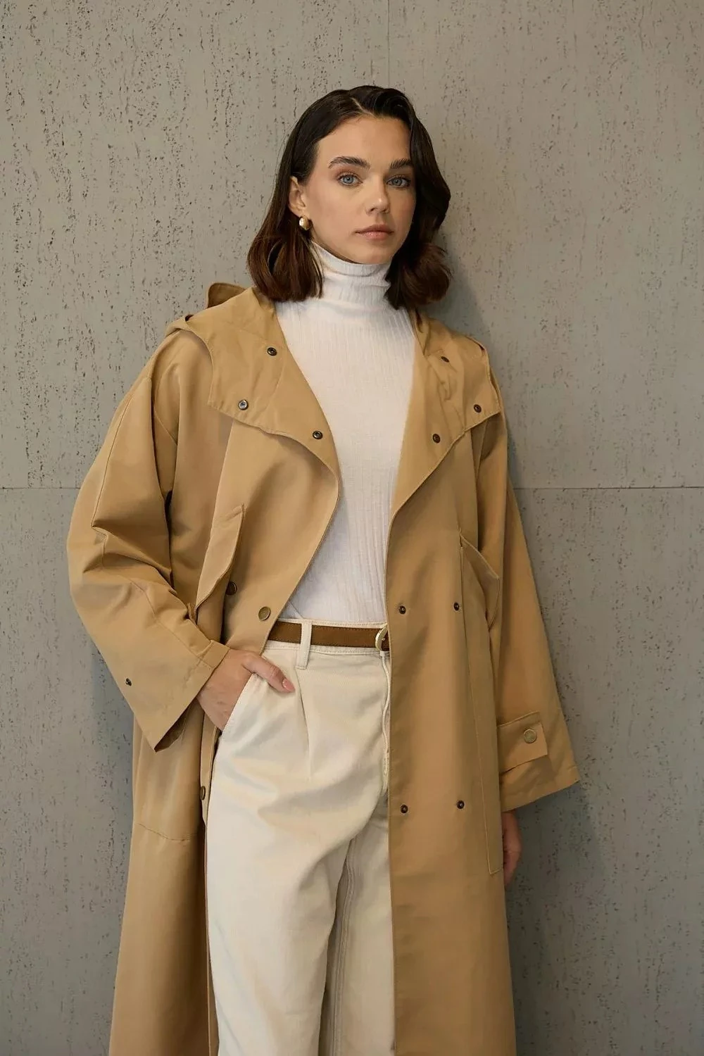 1004 Kapüşonlu Trenç