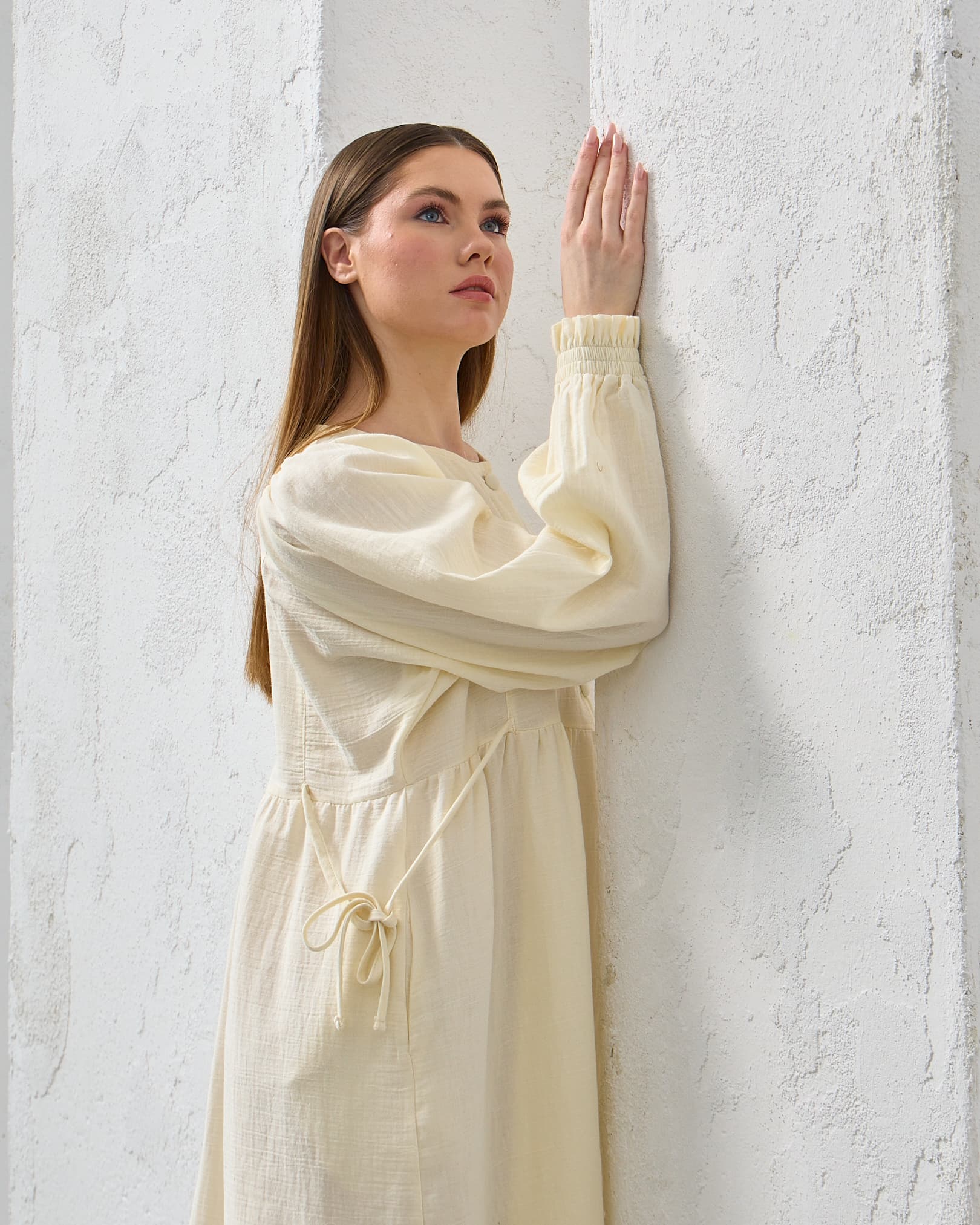 0078 Müslin Belden Bağlamalı Elbise