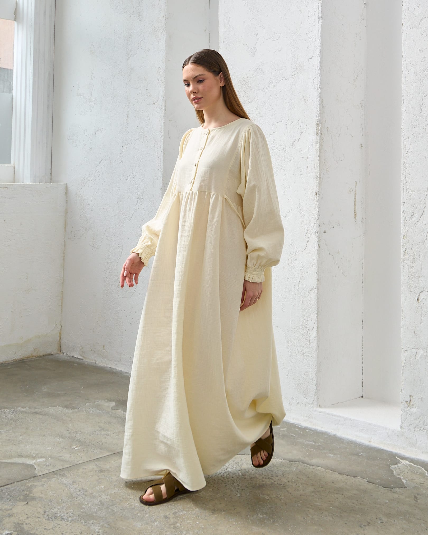 0078 Müslin Belden Bağlamalı Elbise