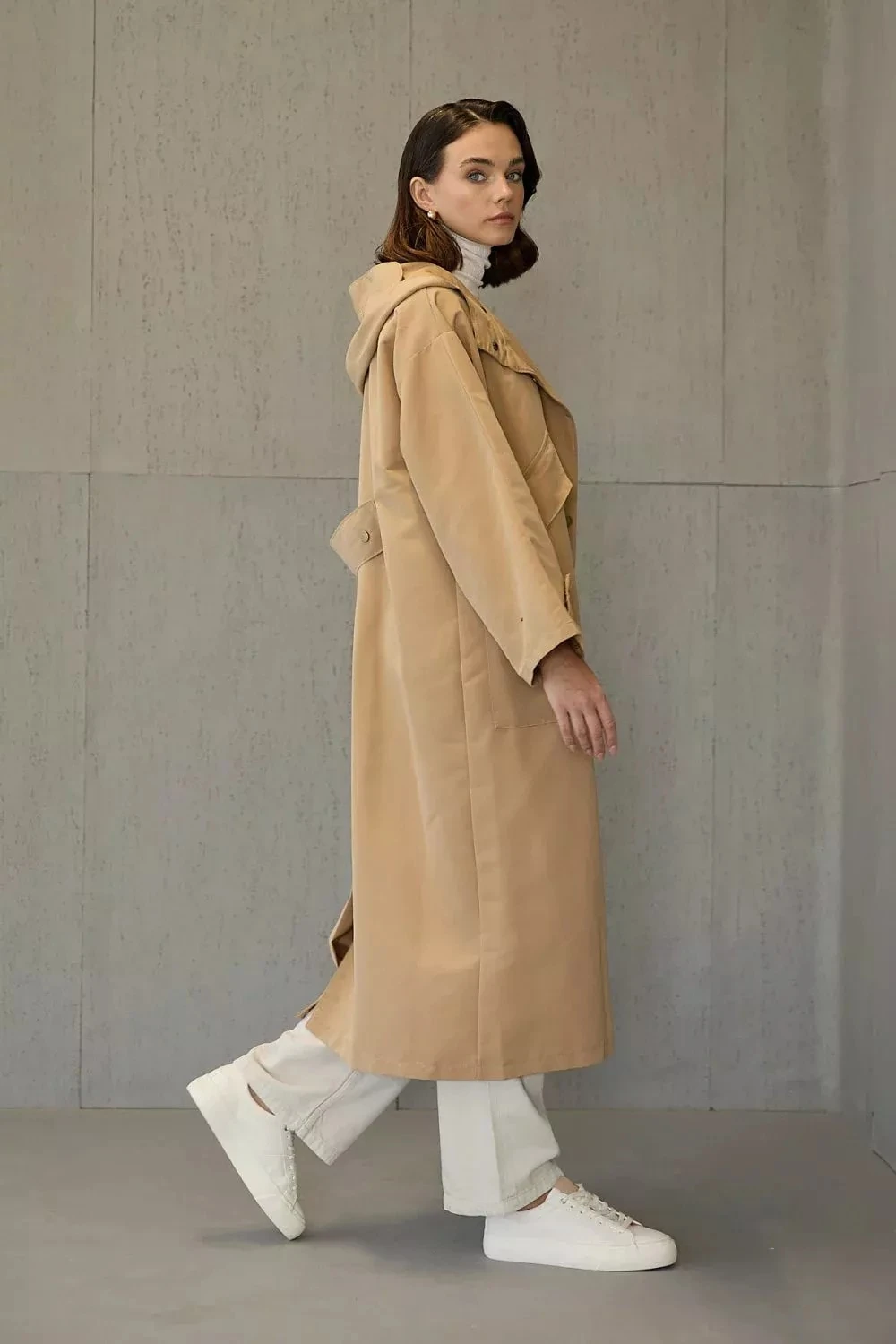 1004 Kapüşonlu Trenç