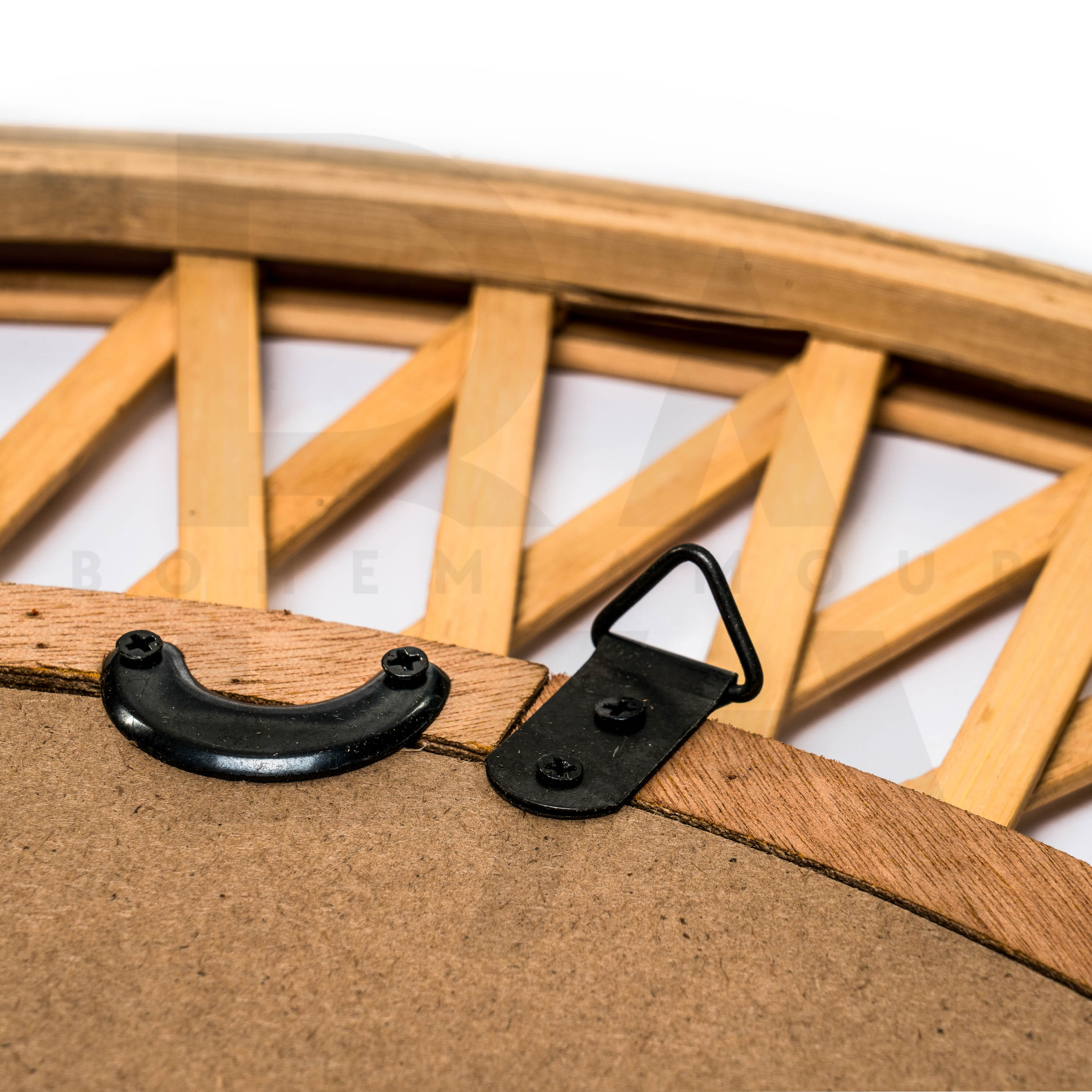 Yuvarlak Zikzak Desenli Bambu Ayna