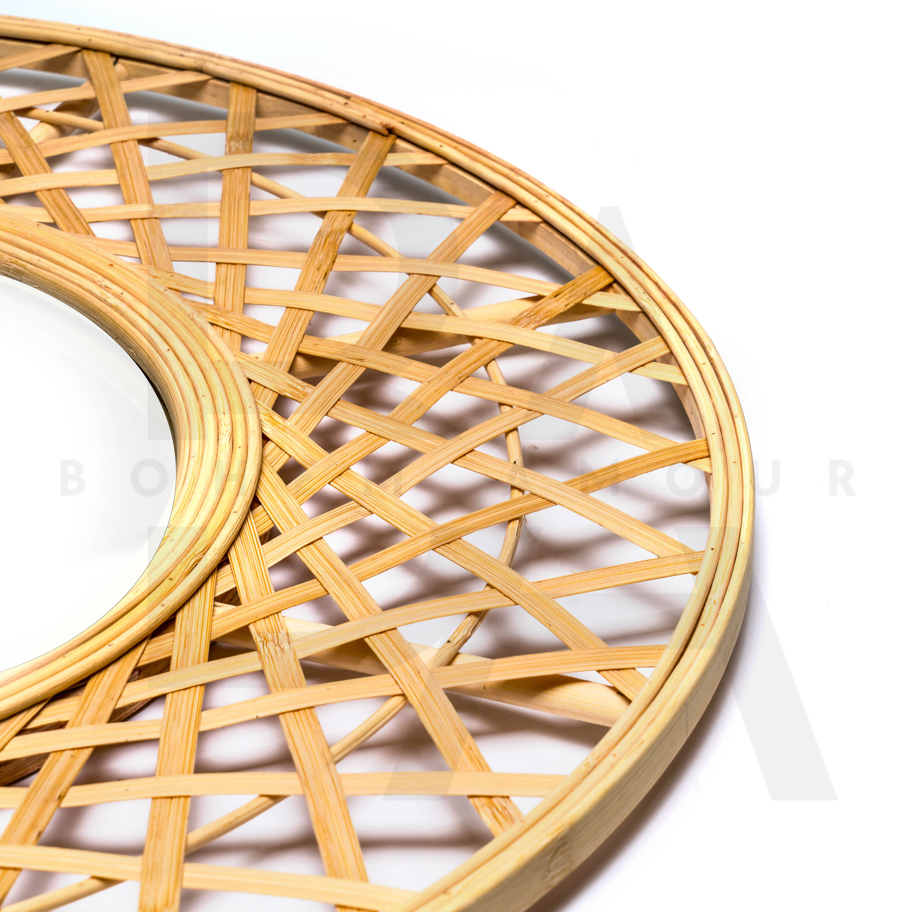 Yuvarlak Karma Örgü Bambu Ayna