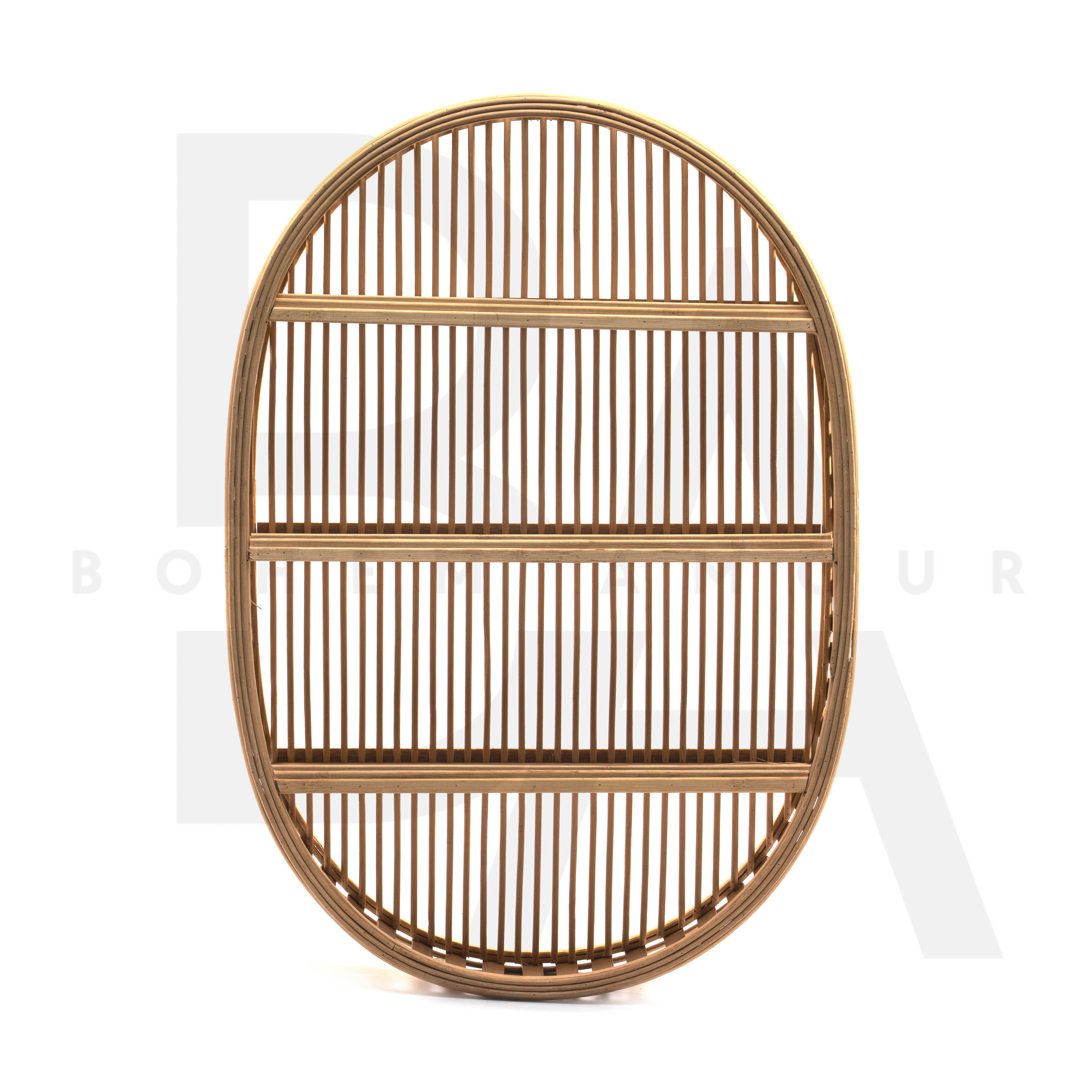 Oval 3 Raflı Bambu Raflık