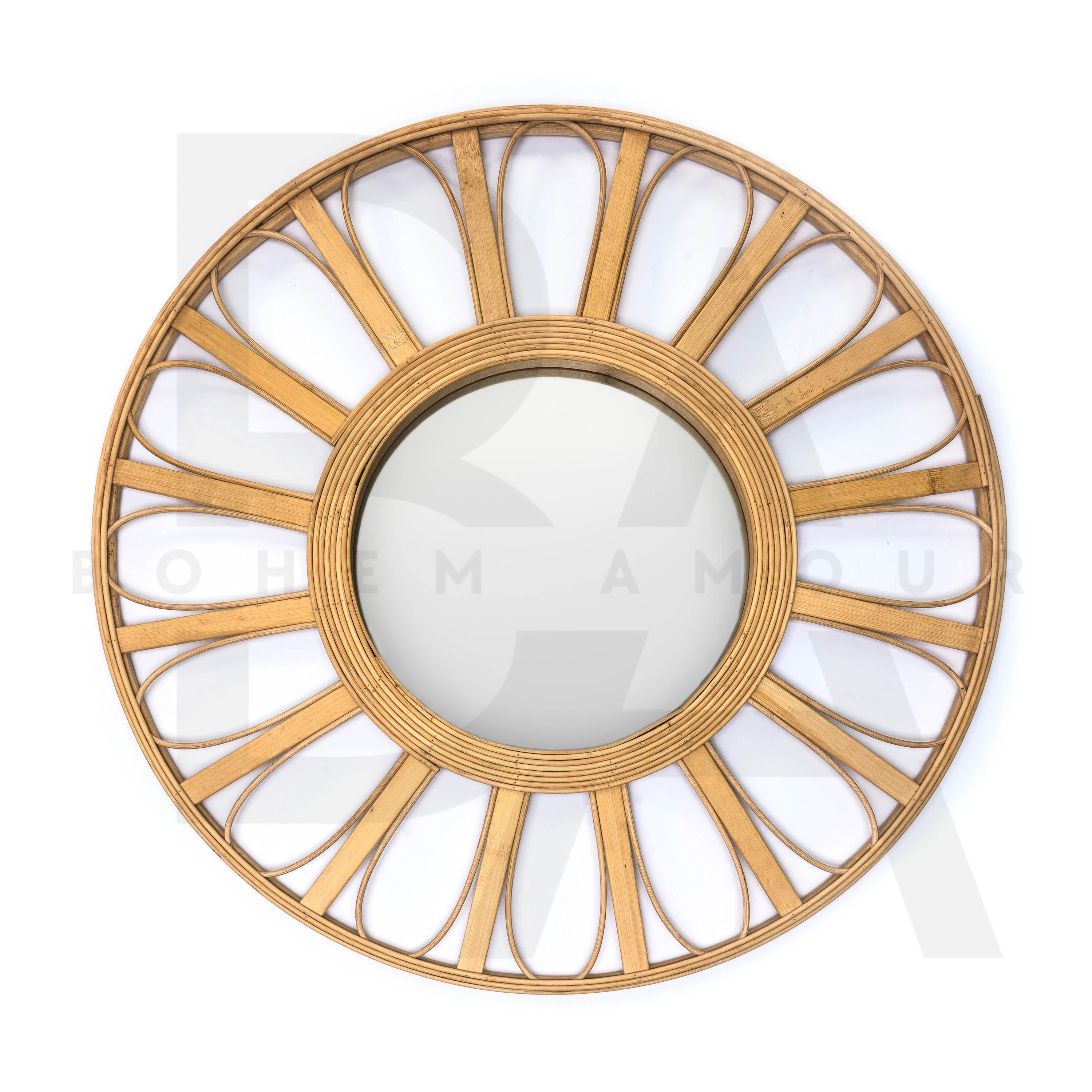 Yuvarlak Papatya Görünümlü Bambu Ayna