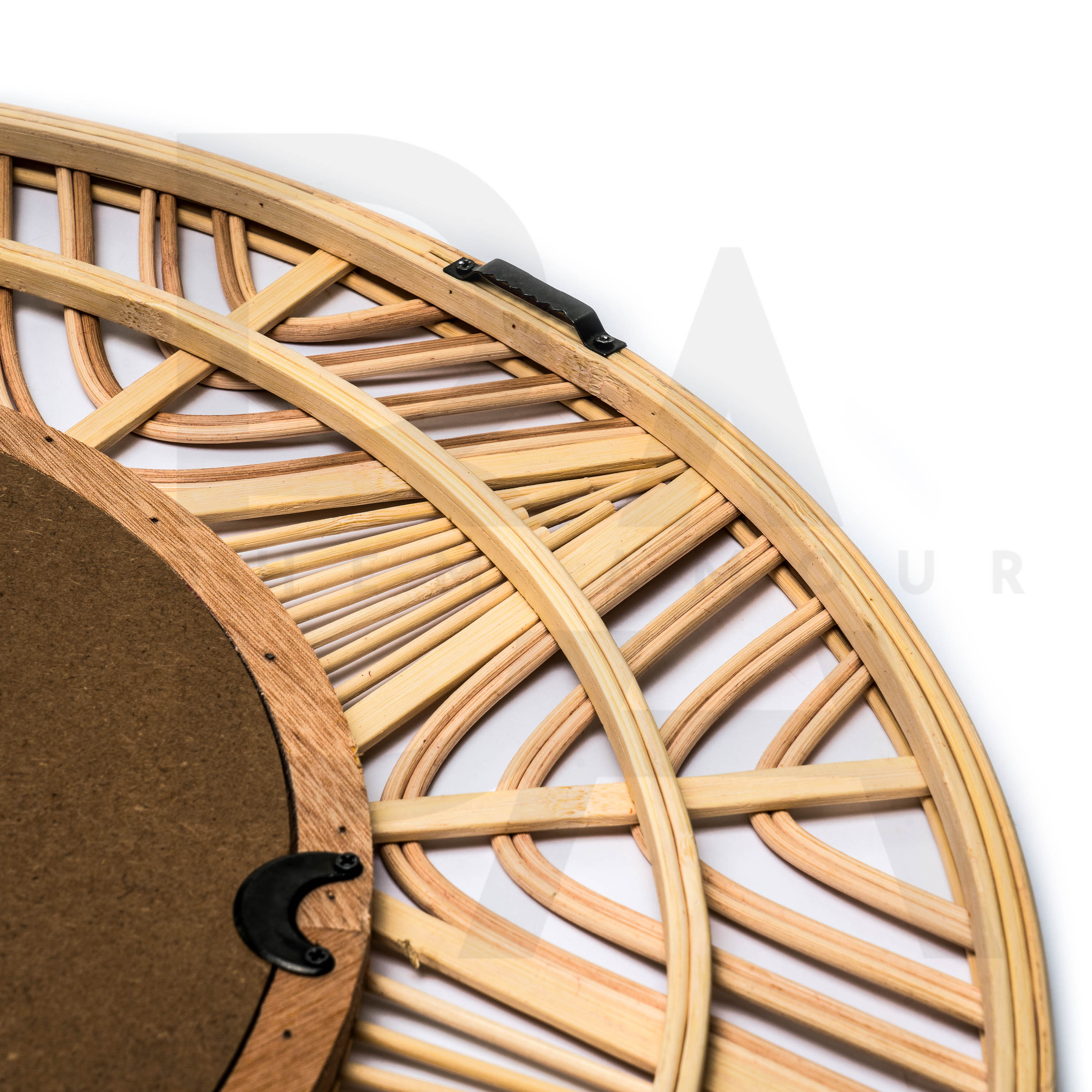 Yuvarlak Dalgalı Yıldız Desenli Bambu Ayna