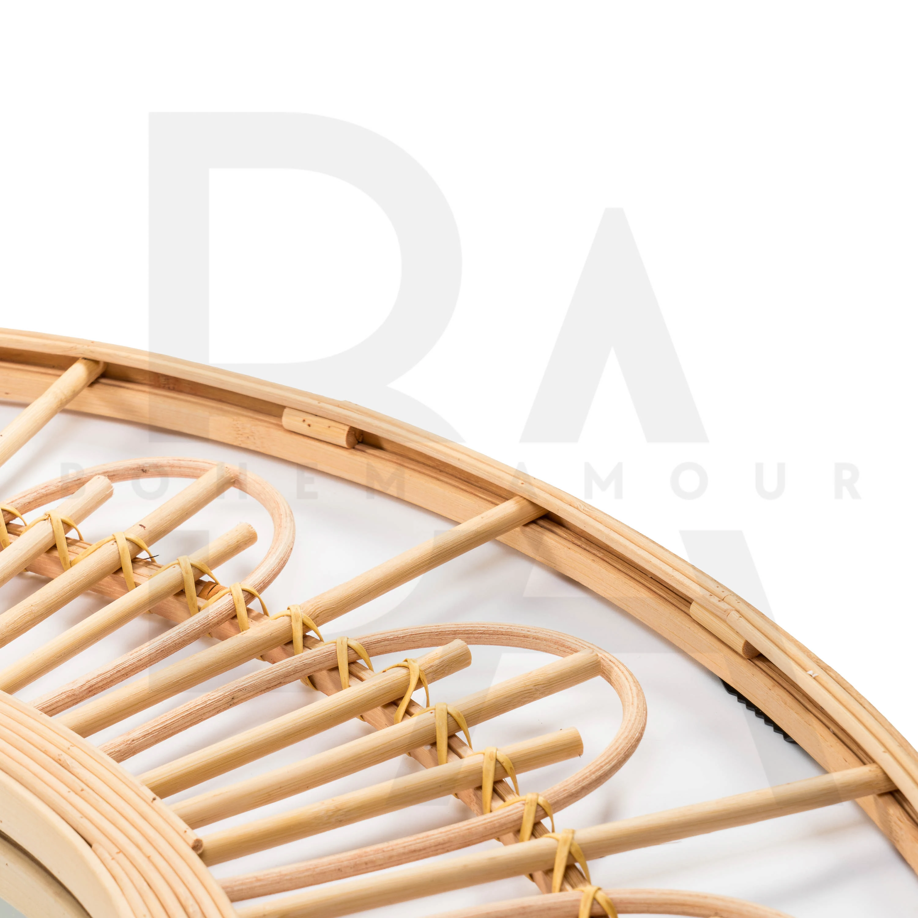 Yuvarlak Kraliçe Halo Bambu Ayna