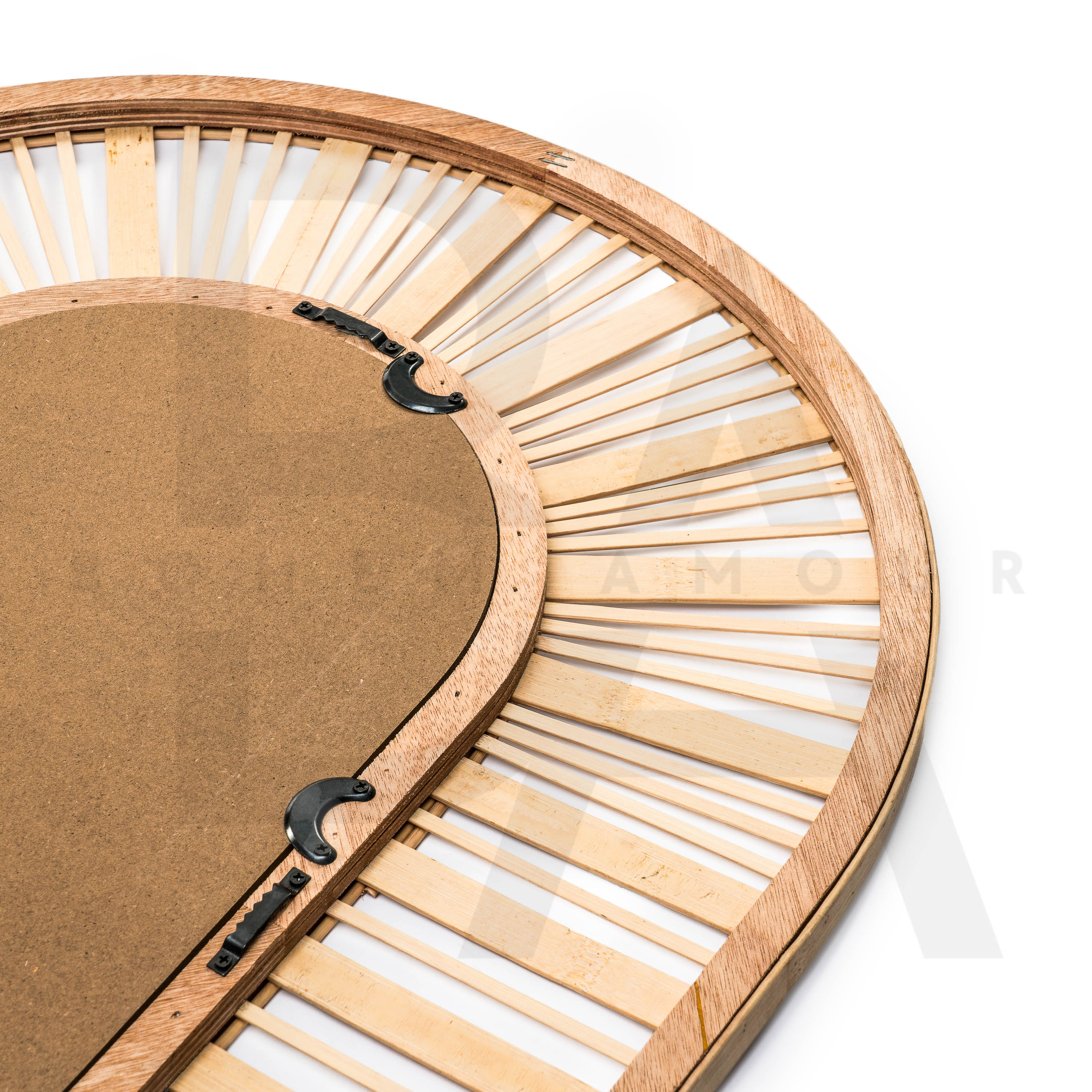 Oval Çubuklu Bambu Ayna