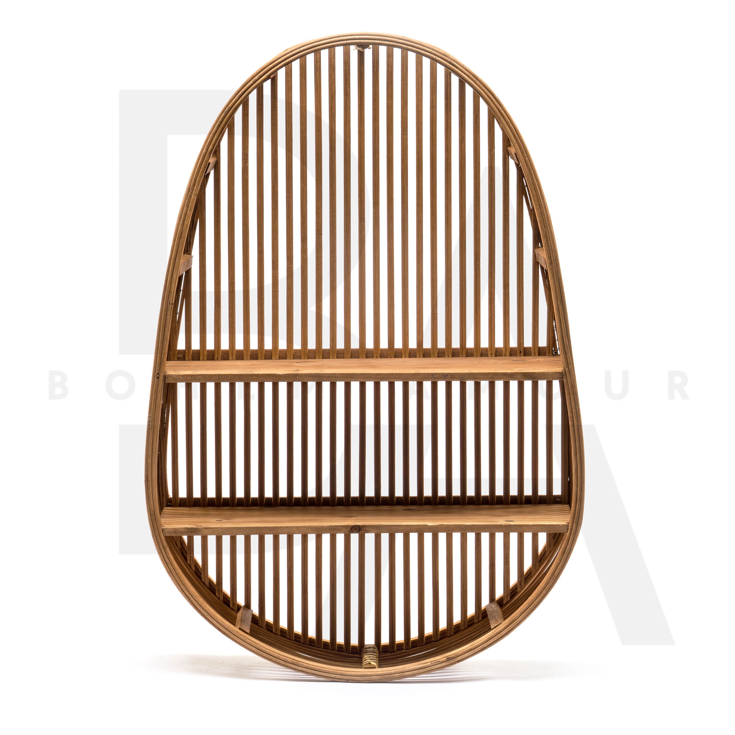 2 Raflı Oval Bambu Raflık