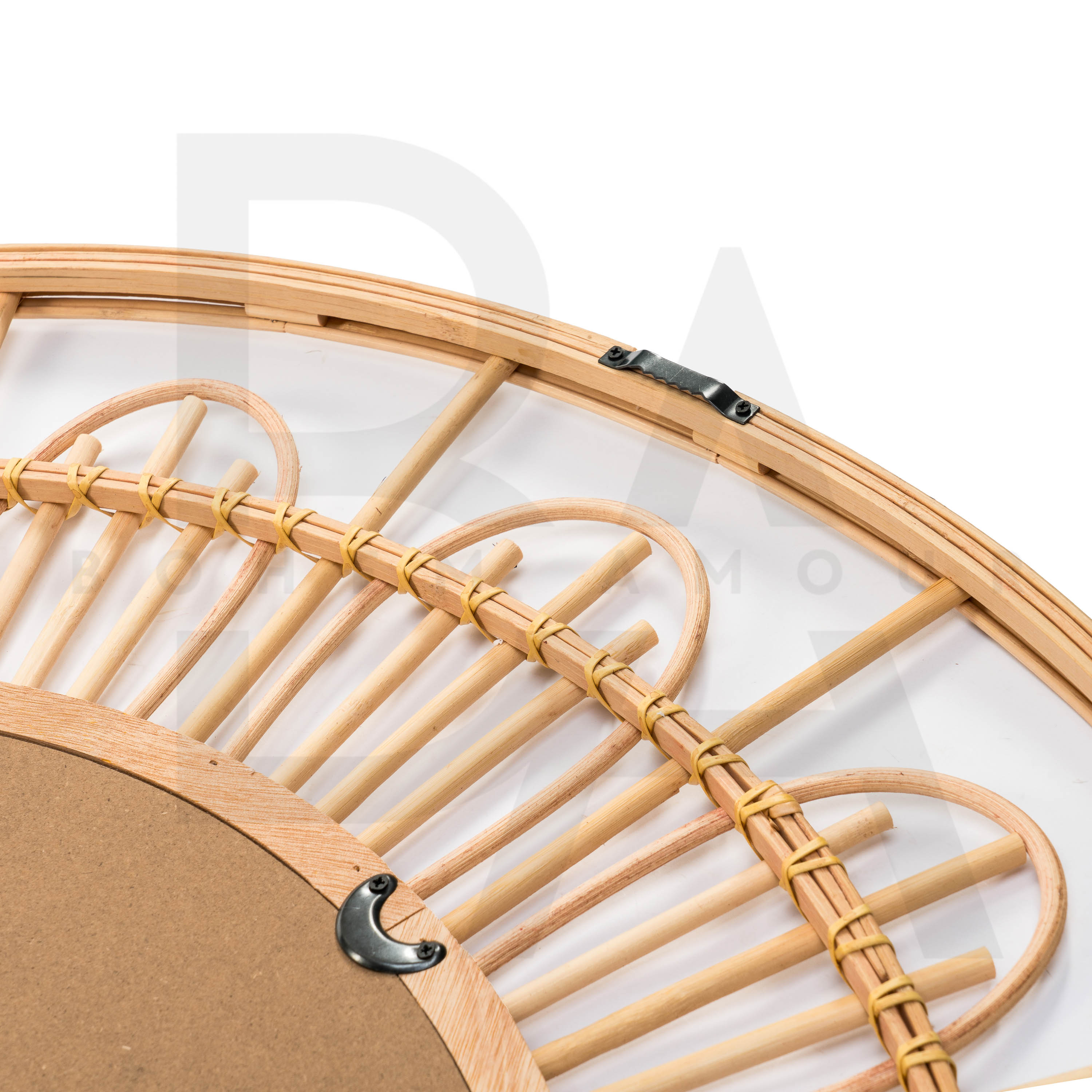 Yuvarlak Kraliçe Halo Bambu Ayna