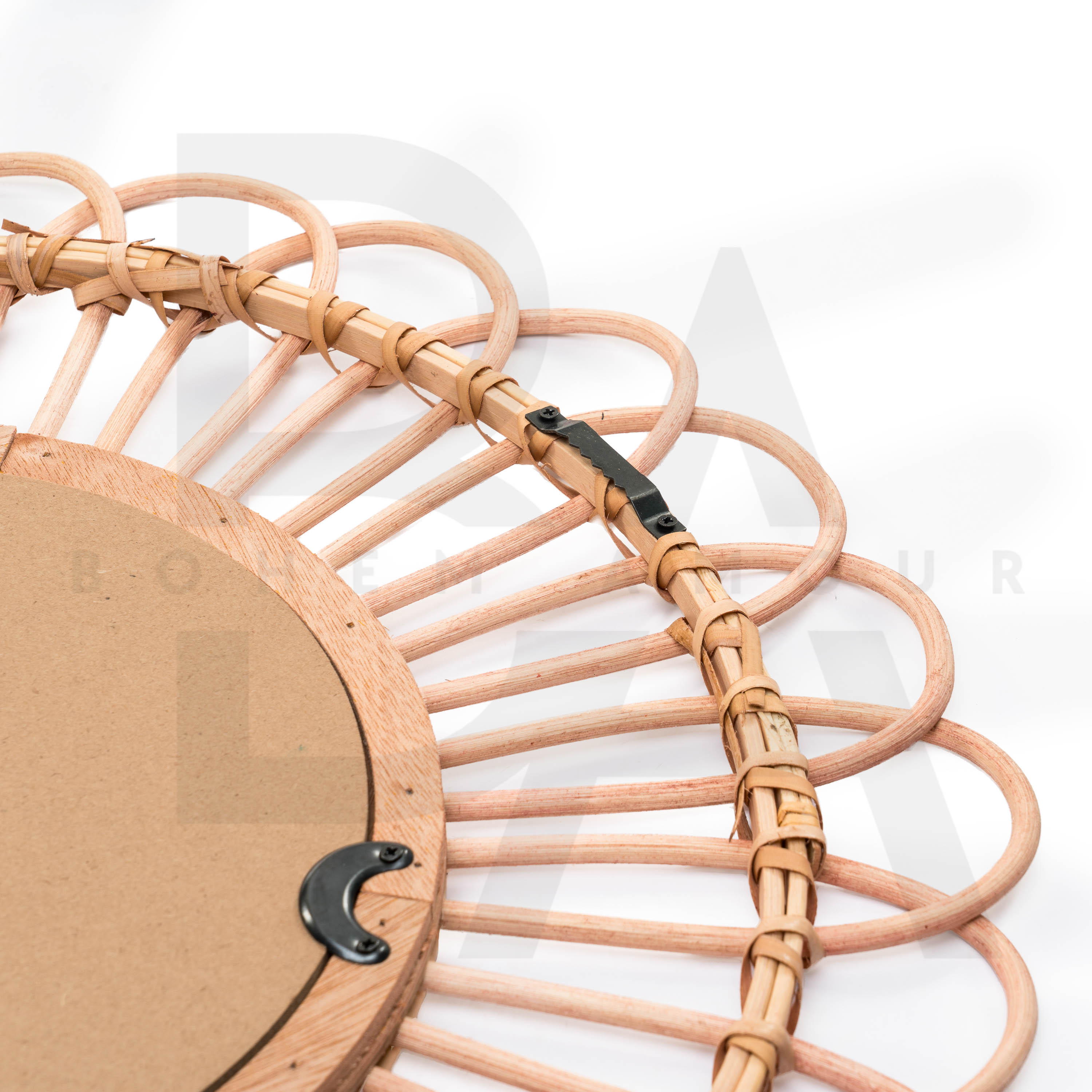 Yuvarlak Luna Örgü Bambu Ayna