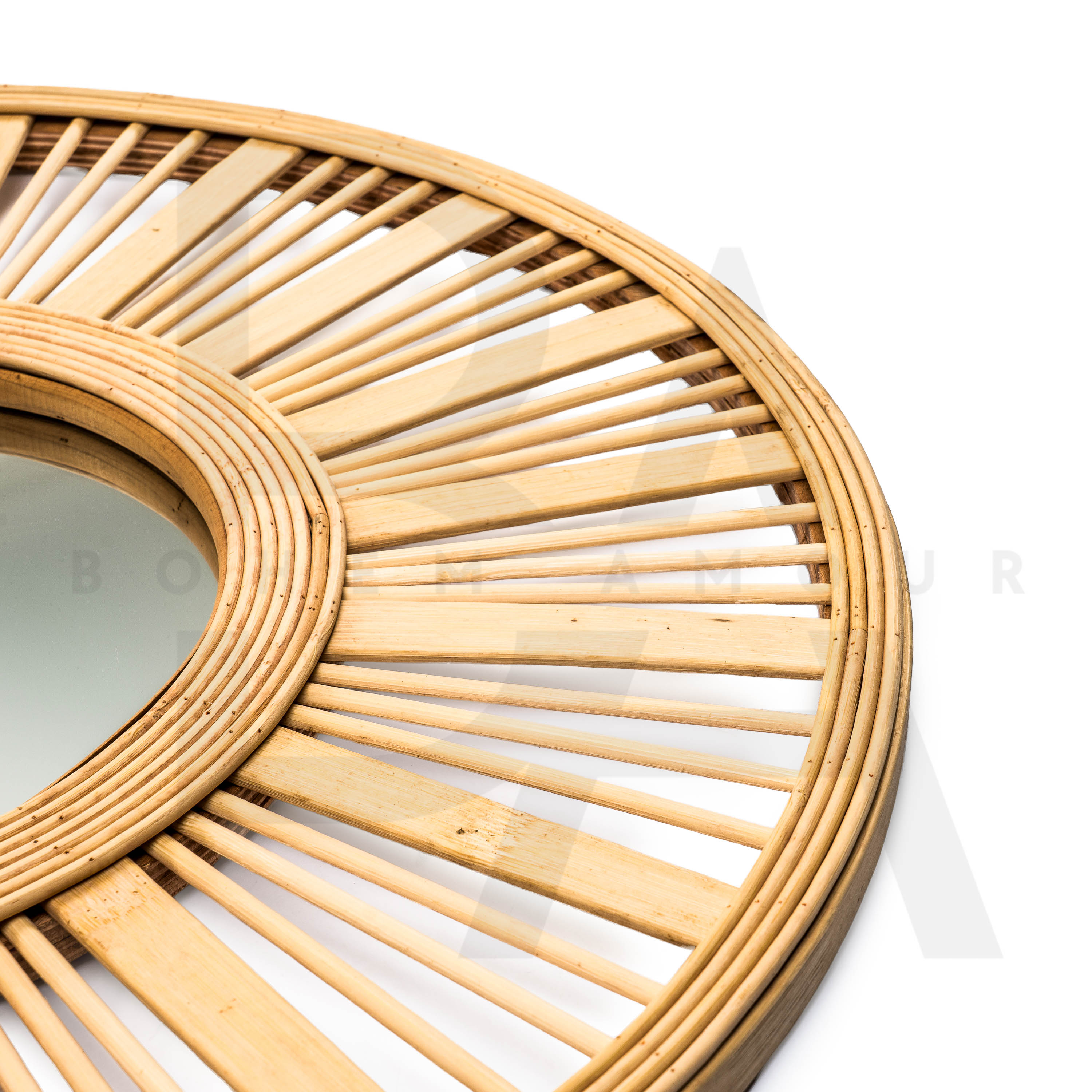 Oval Çubuklu Bambu Ayna