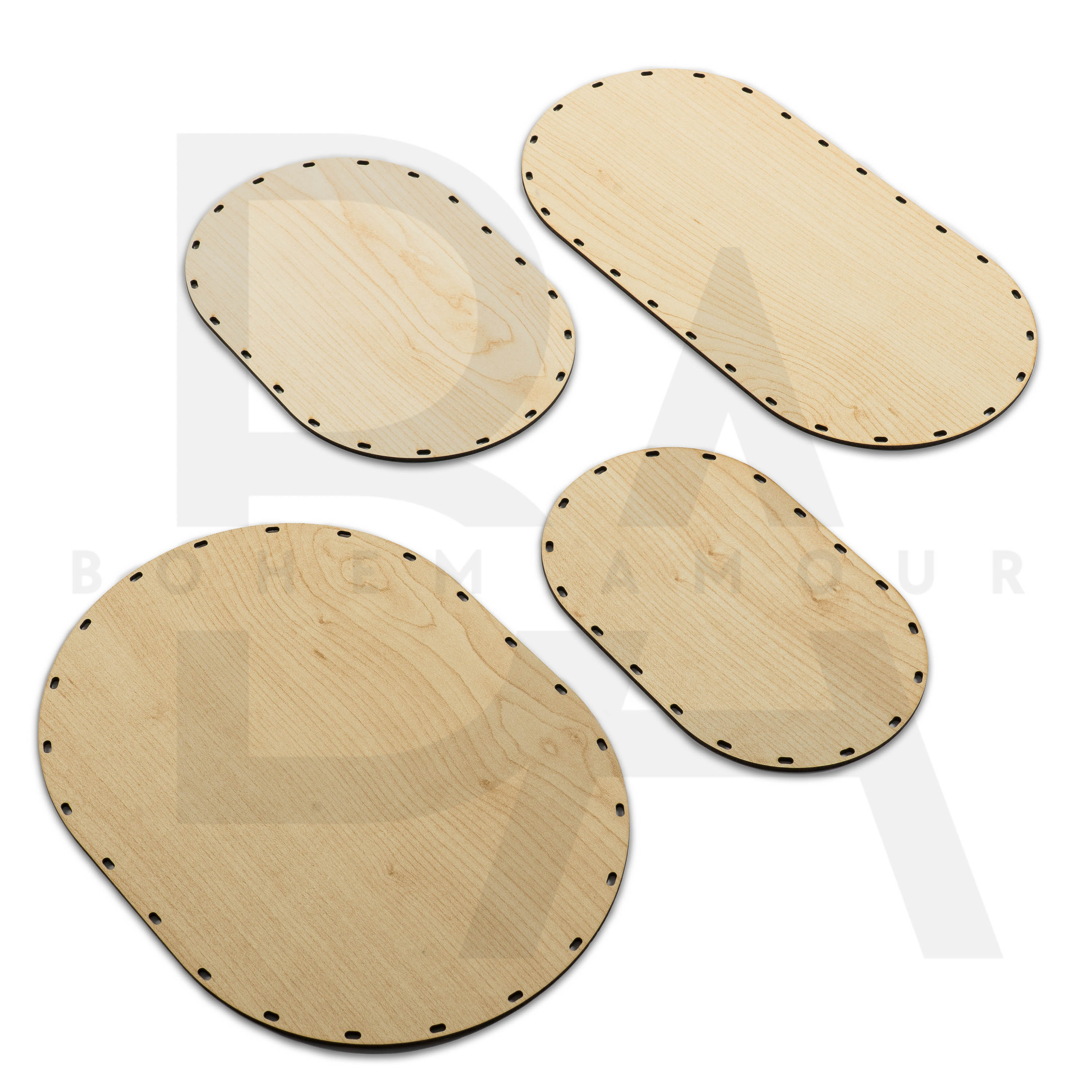 4'lü Oval Delikli Rattan Altlık Seti