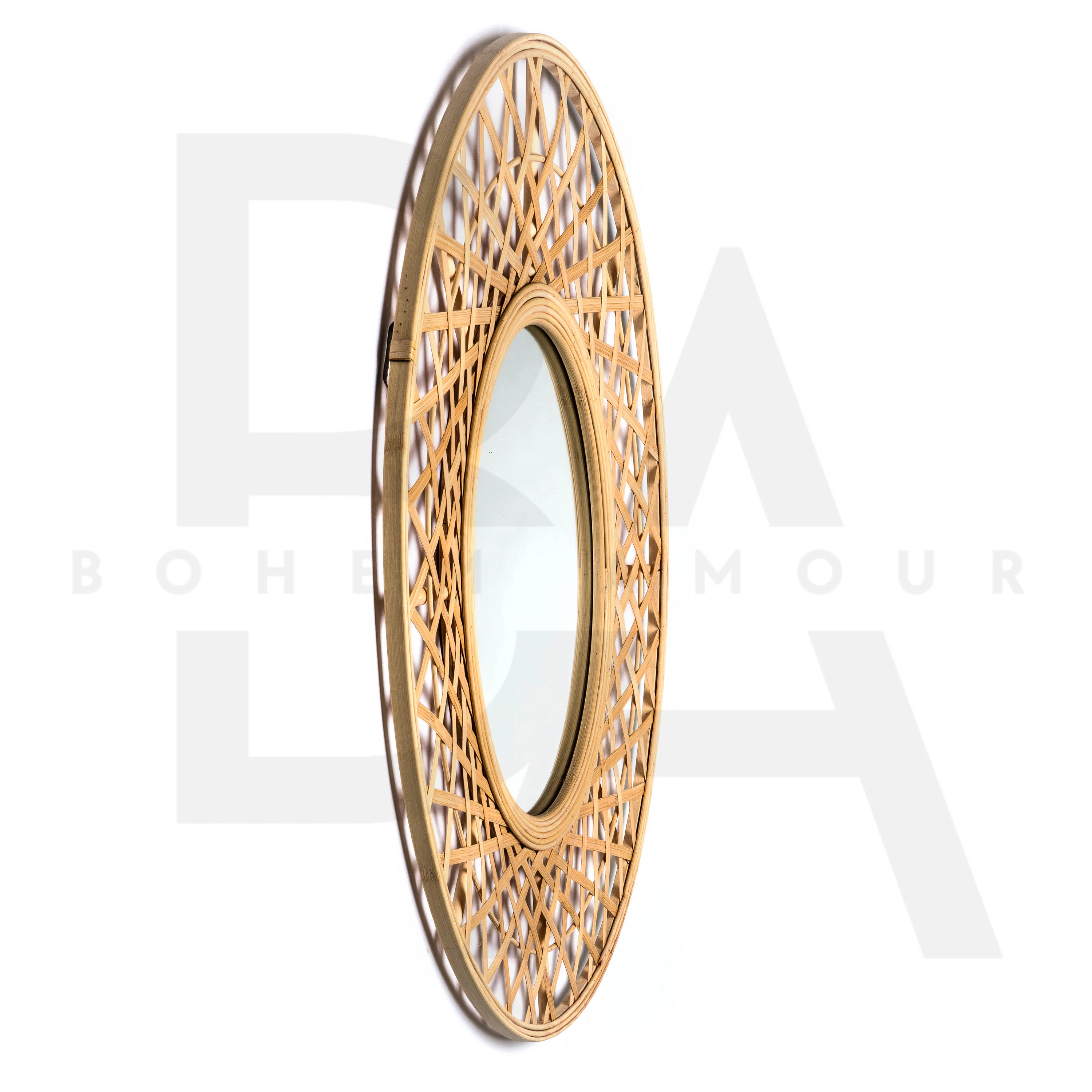 Yuvarlak Karma Örgü Bambu Ayna