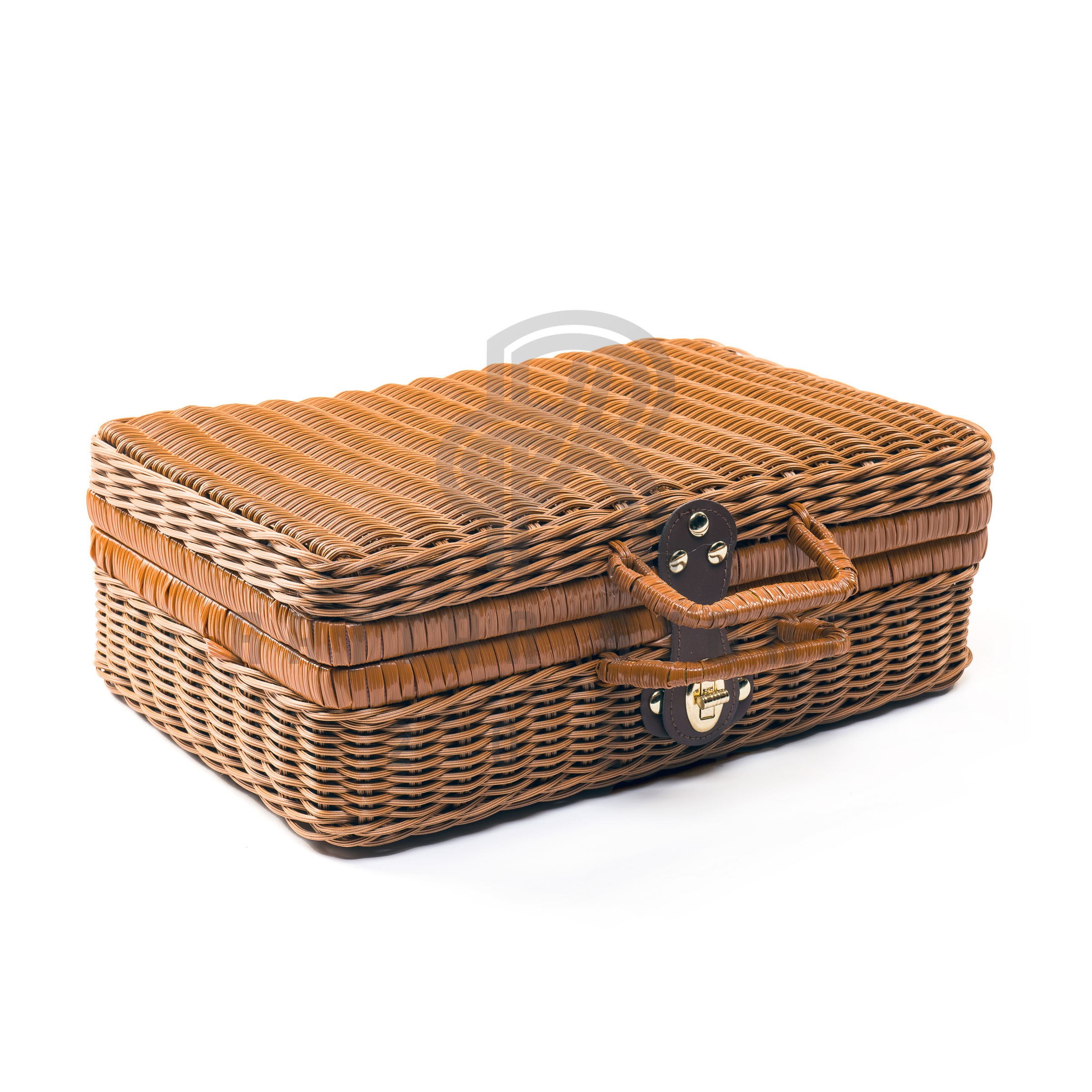 Desenli Kumaş Astarlı Plastik Rattan Çanta