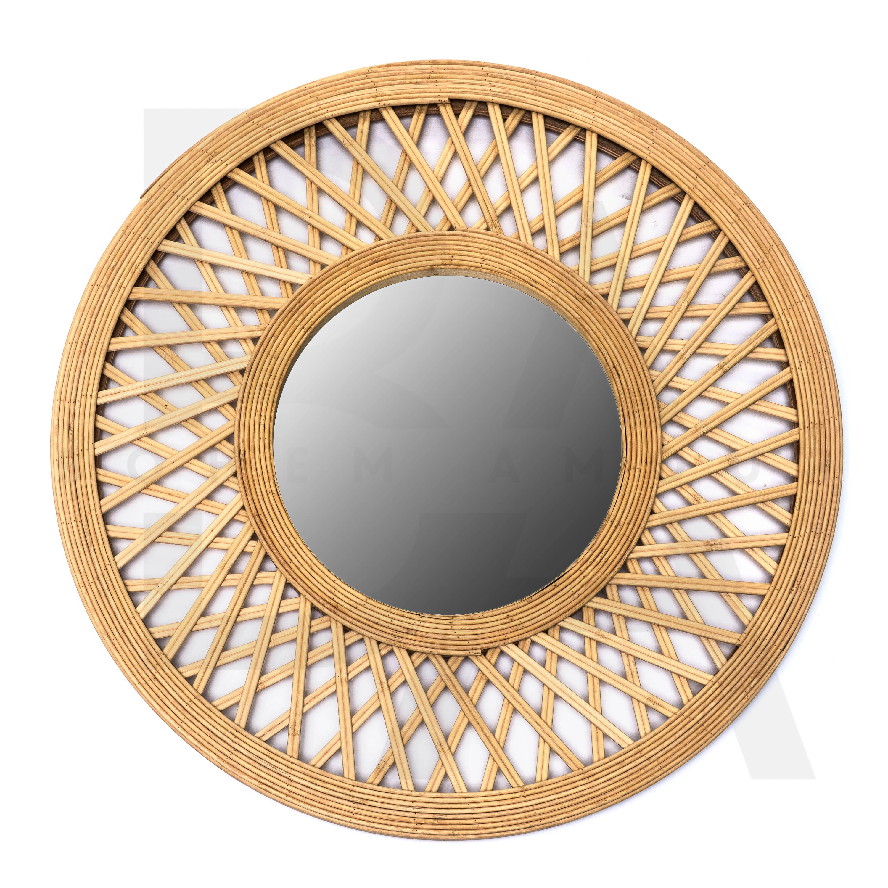 Yuvarlak Kesişim Çizgiler Bambu Ayna