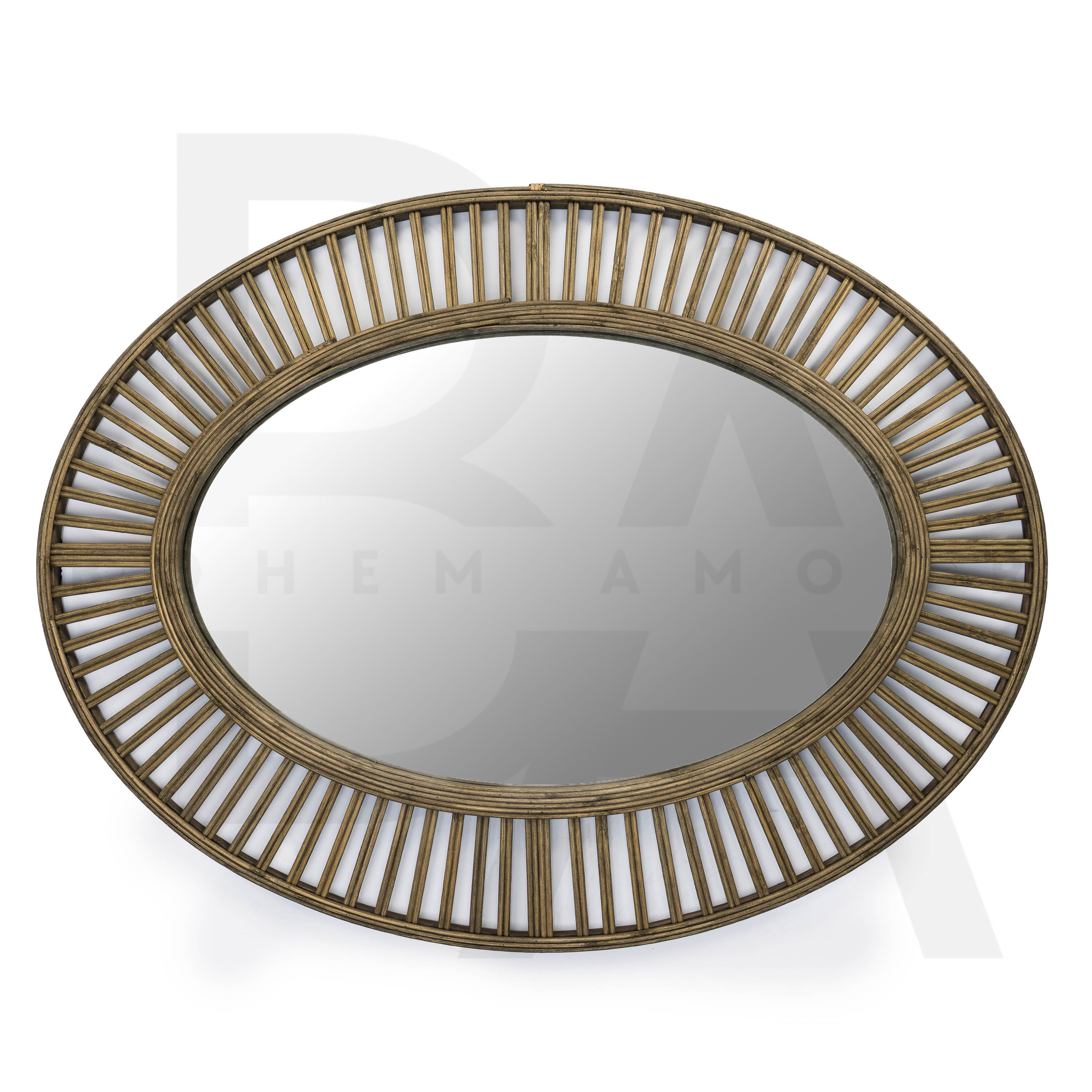 Oval Vintage Bambu Ayna