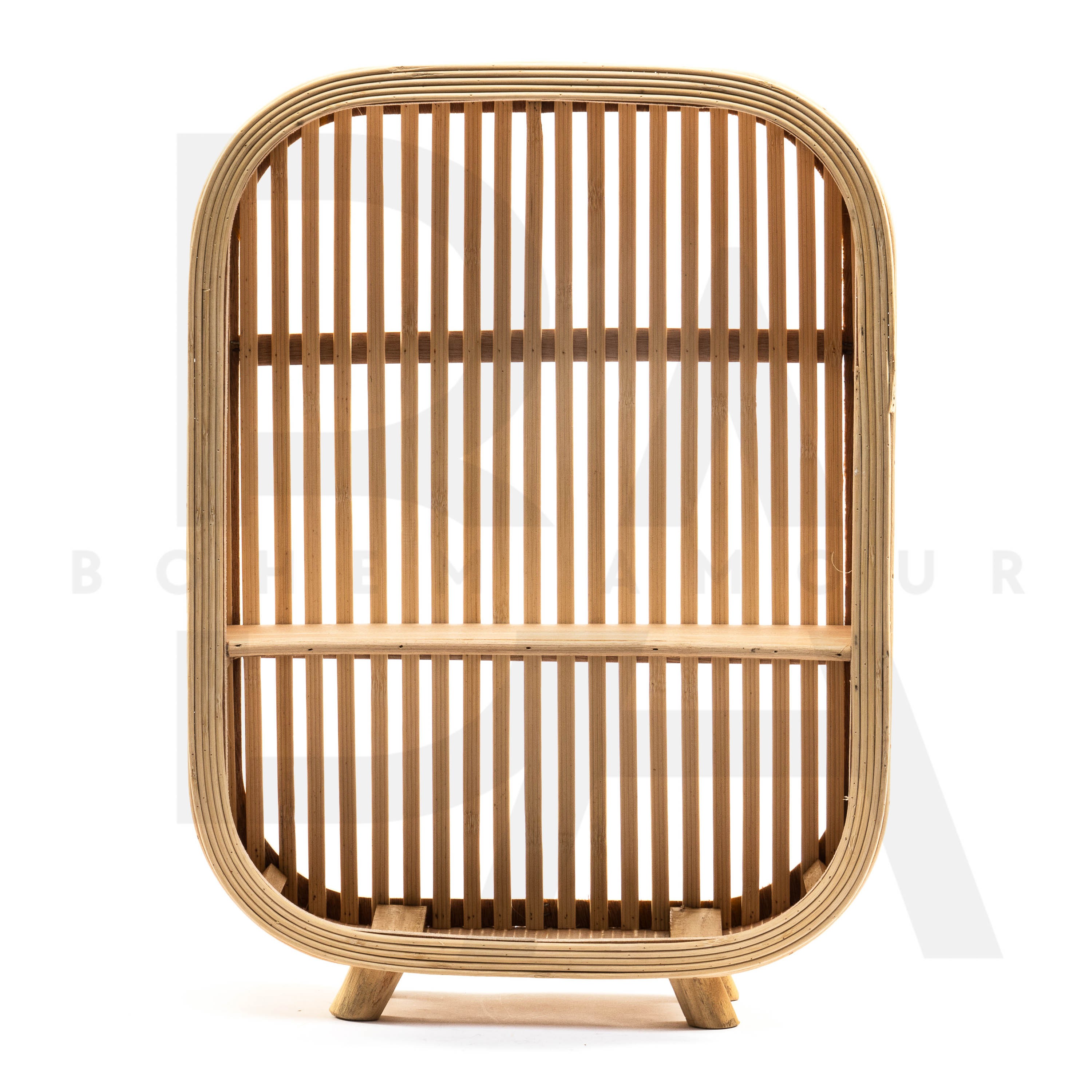 Oval Köşeli Ayaklı Bambu Raflık