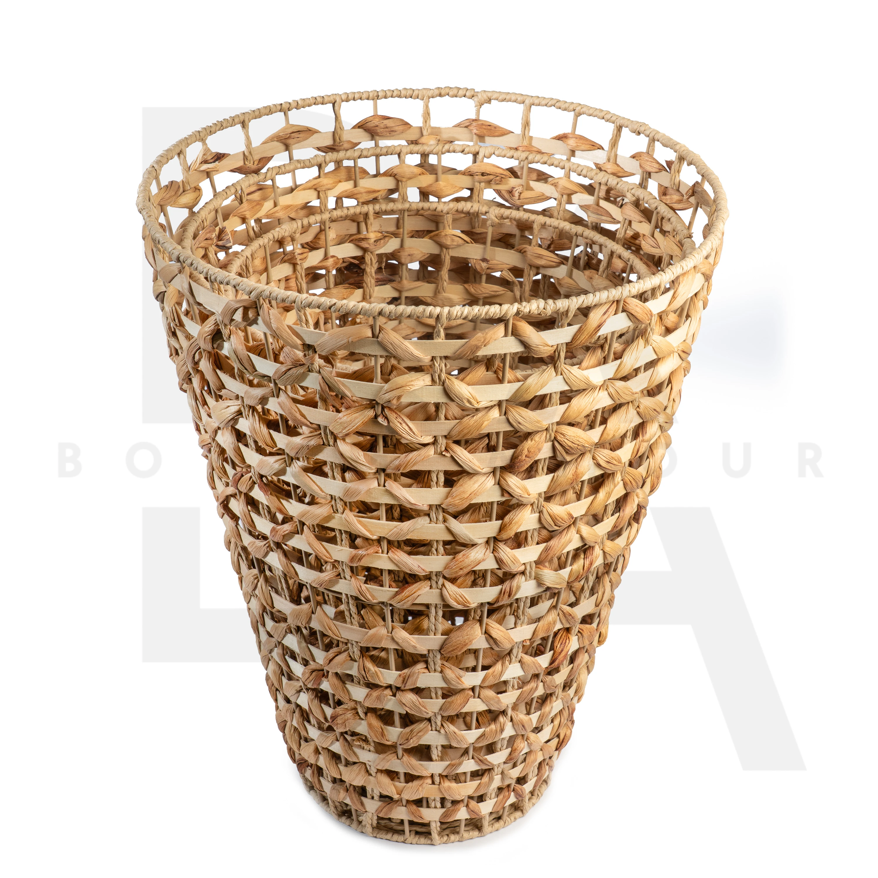 3'lü Örgü Hasır Konik Sehpa Seti