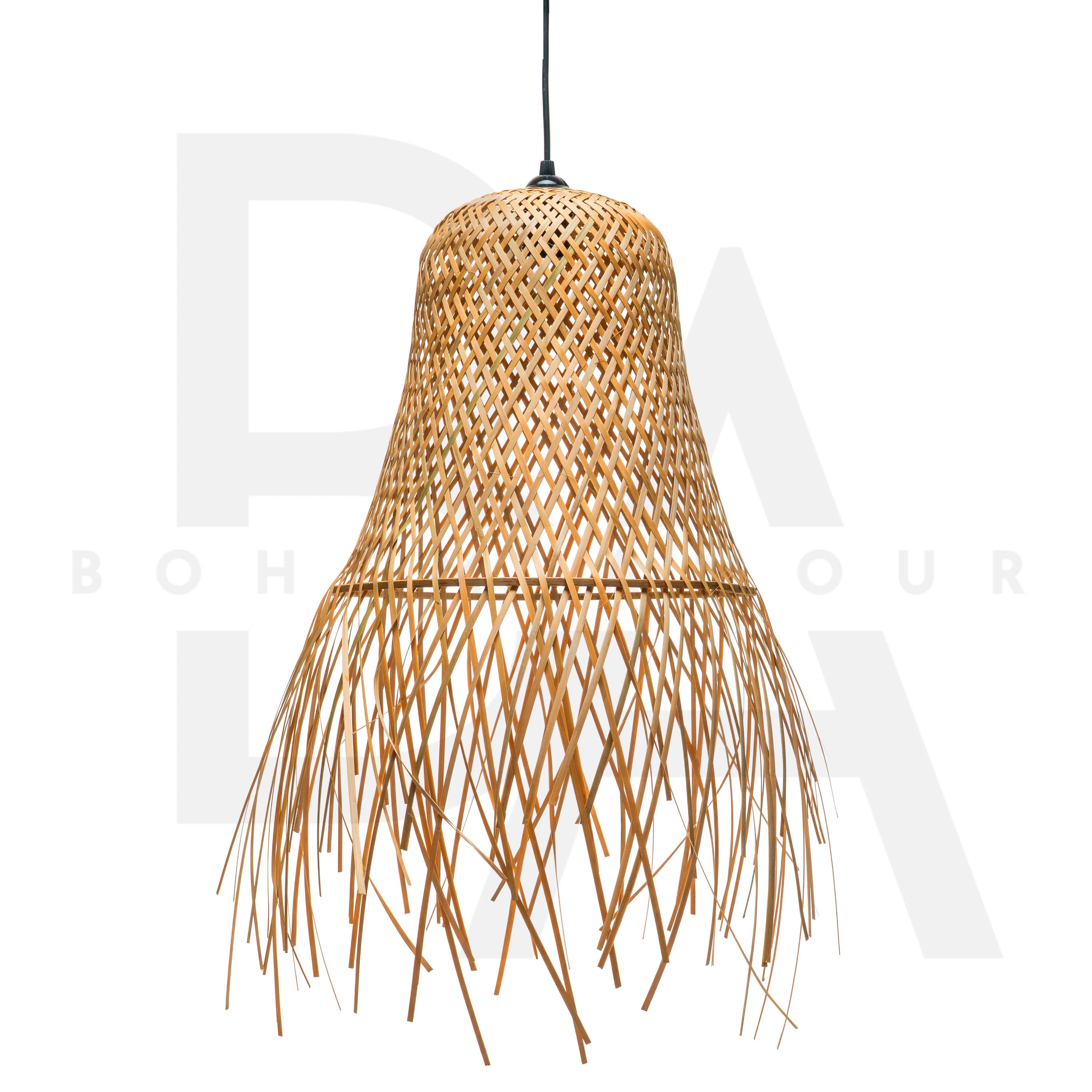 Saçaklı Çan Form Bambu Avize