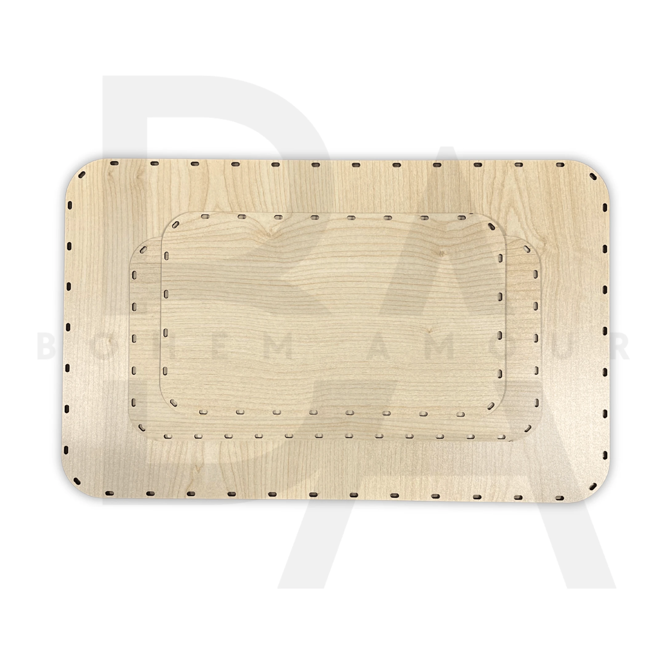 3'lü Dikdörtgen(Oval Köşeli) Delikli Rattan Altlık Seti