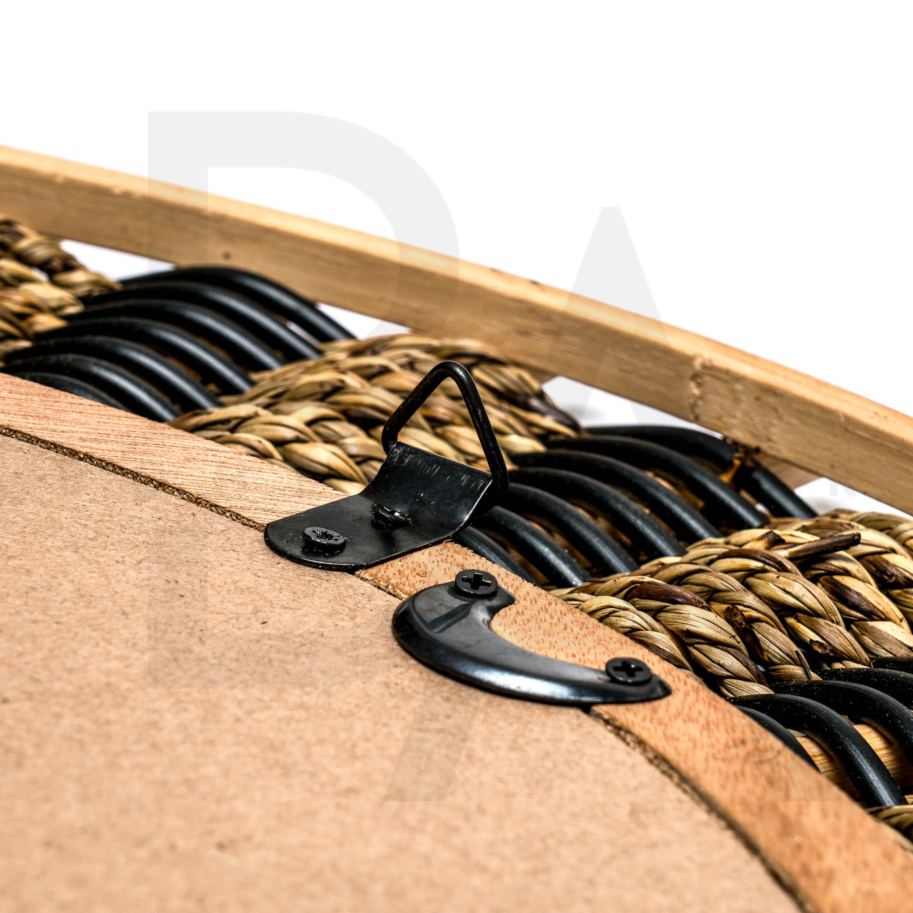 Yuvarlak Kontrast Örgü Detaylı Bambu Ayna