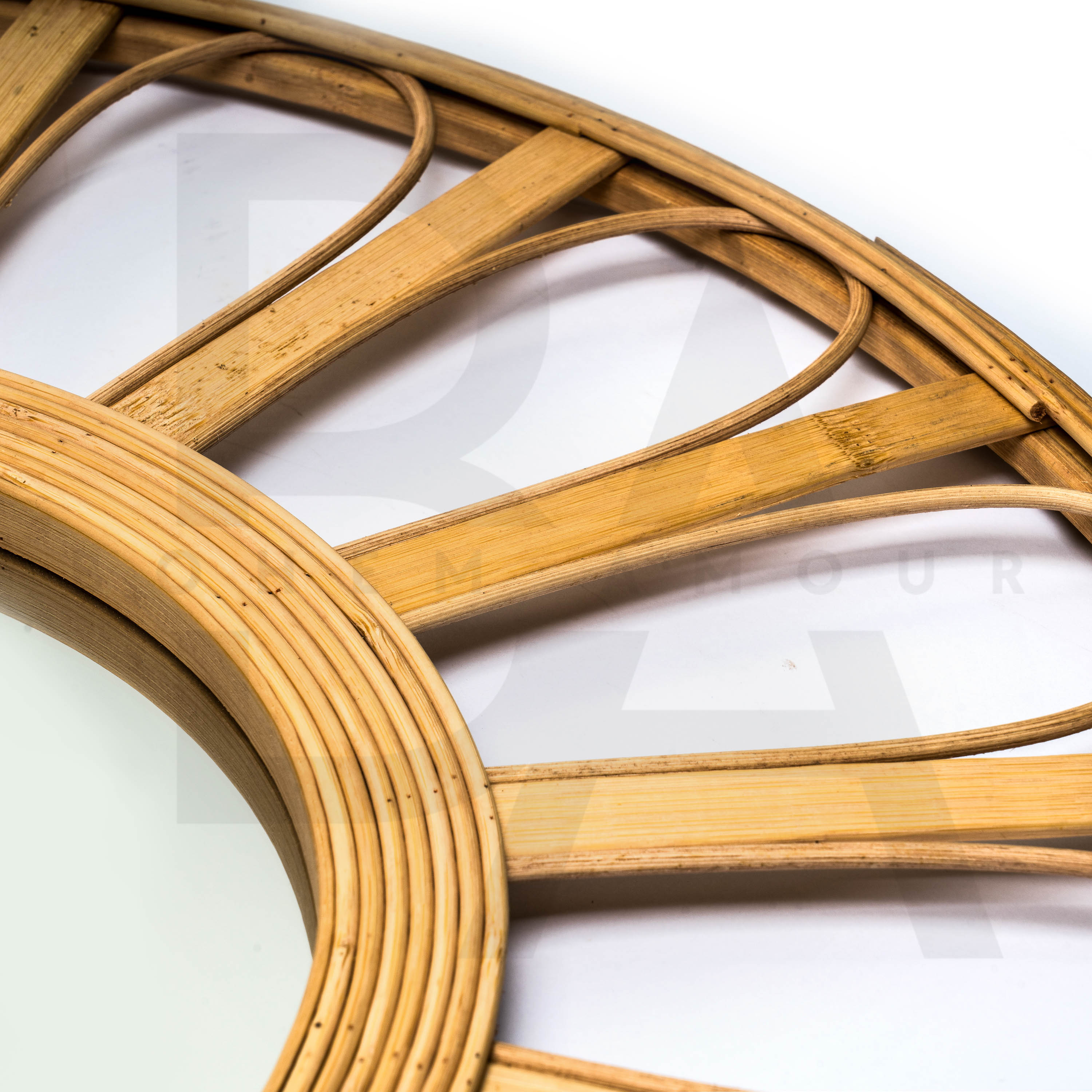 Yuvarlak Papatya Görünümlü Bambu Ayna