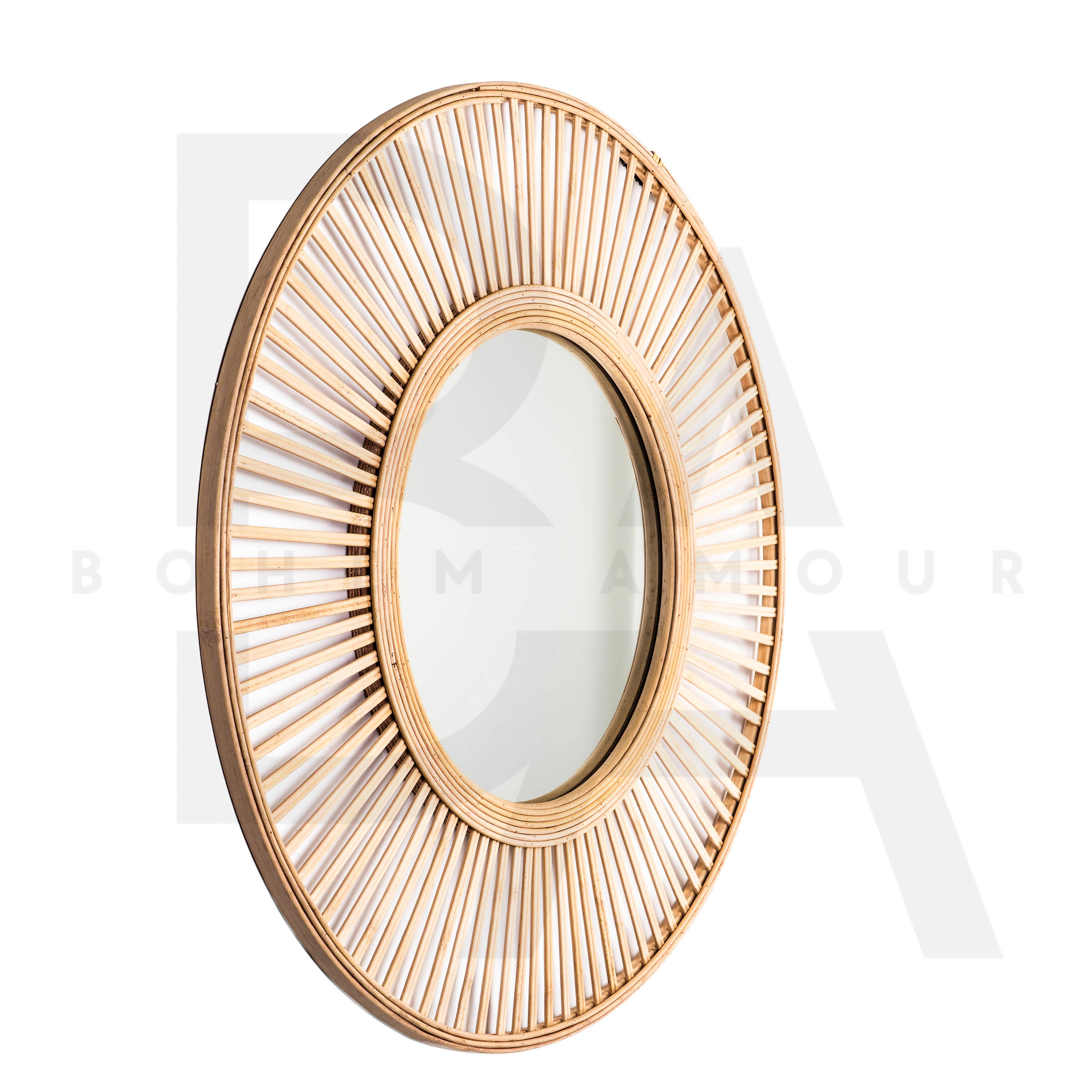 Yuvarlak Düz Çubuk Bambu Ayna