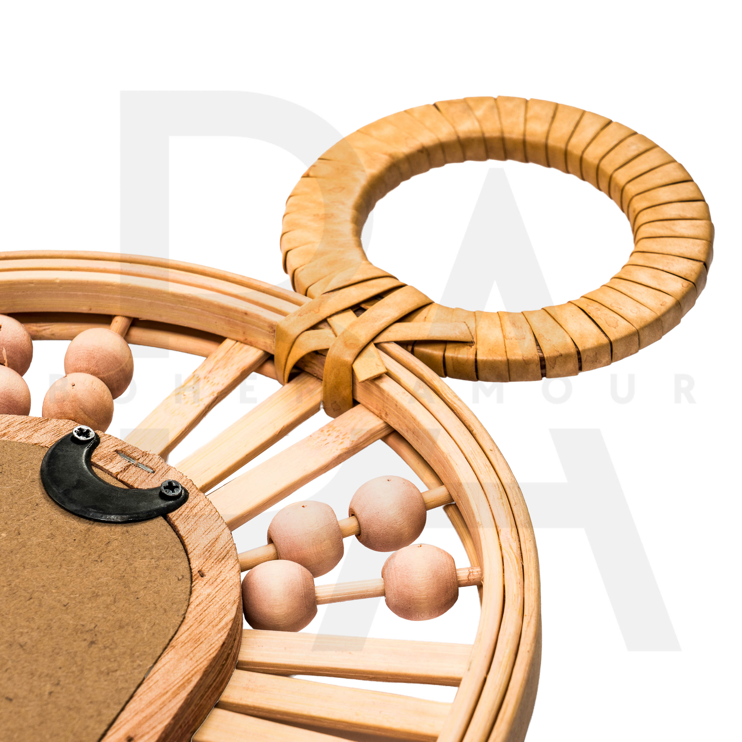 Boncuklu Damla Form Bambu Ayna