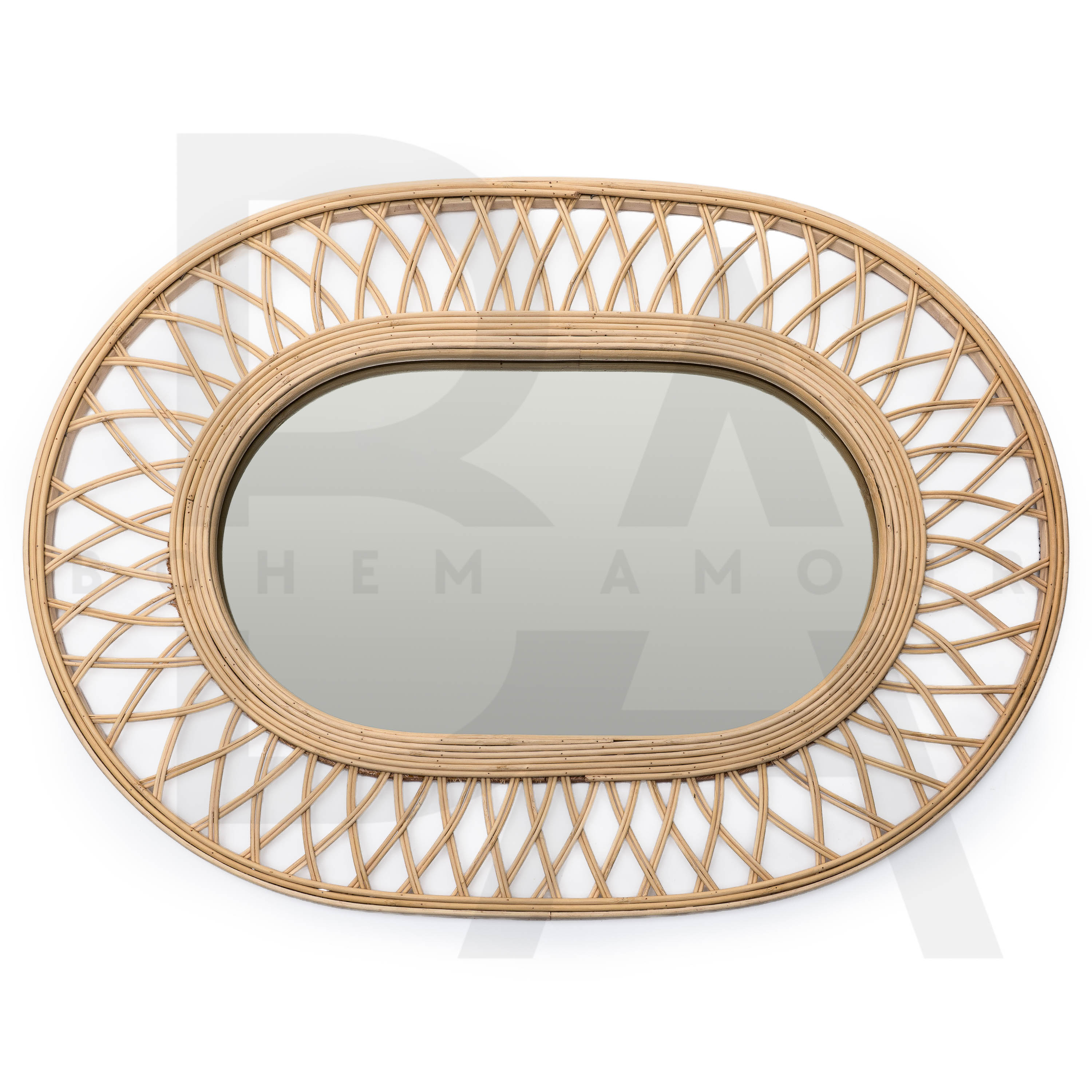 Oval Harmoni Bambu Ayna