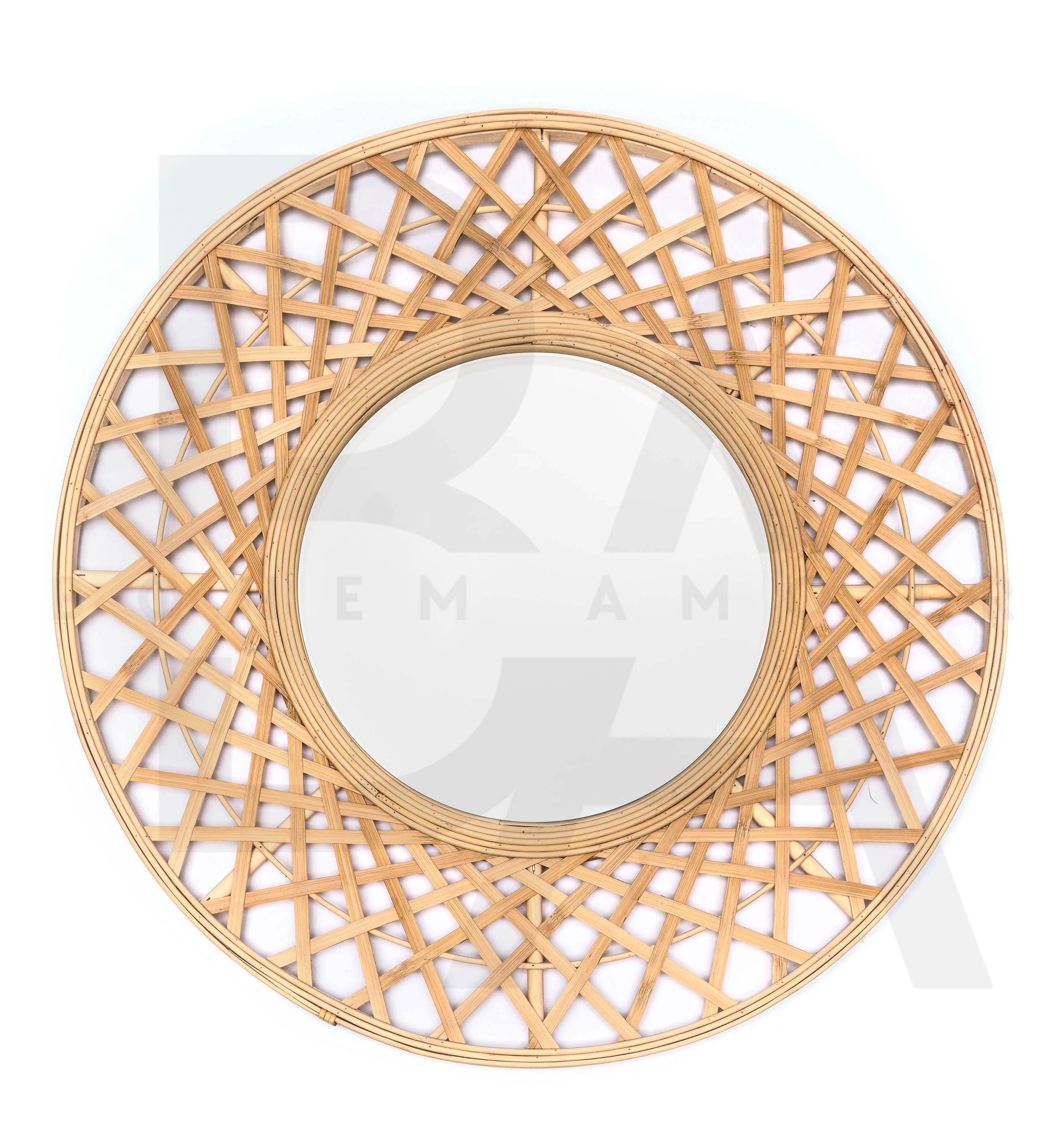 Yuvarlak Karma Örgü Bambu Ayna