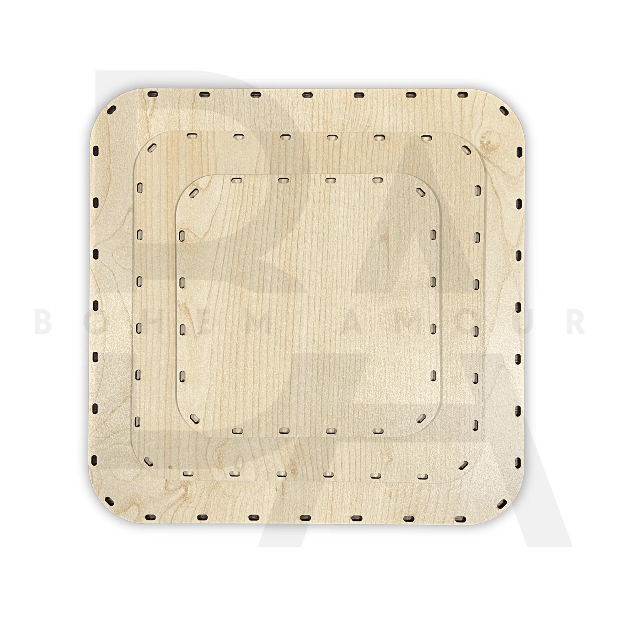 3'lü Kare(Oval Köşeli) Delikli Rattan Altlık Seti