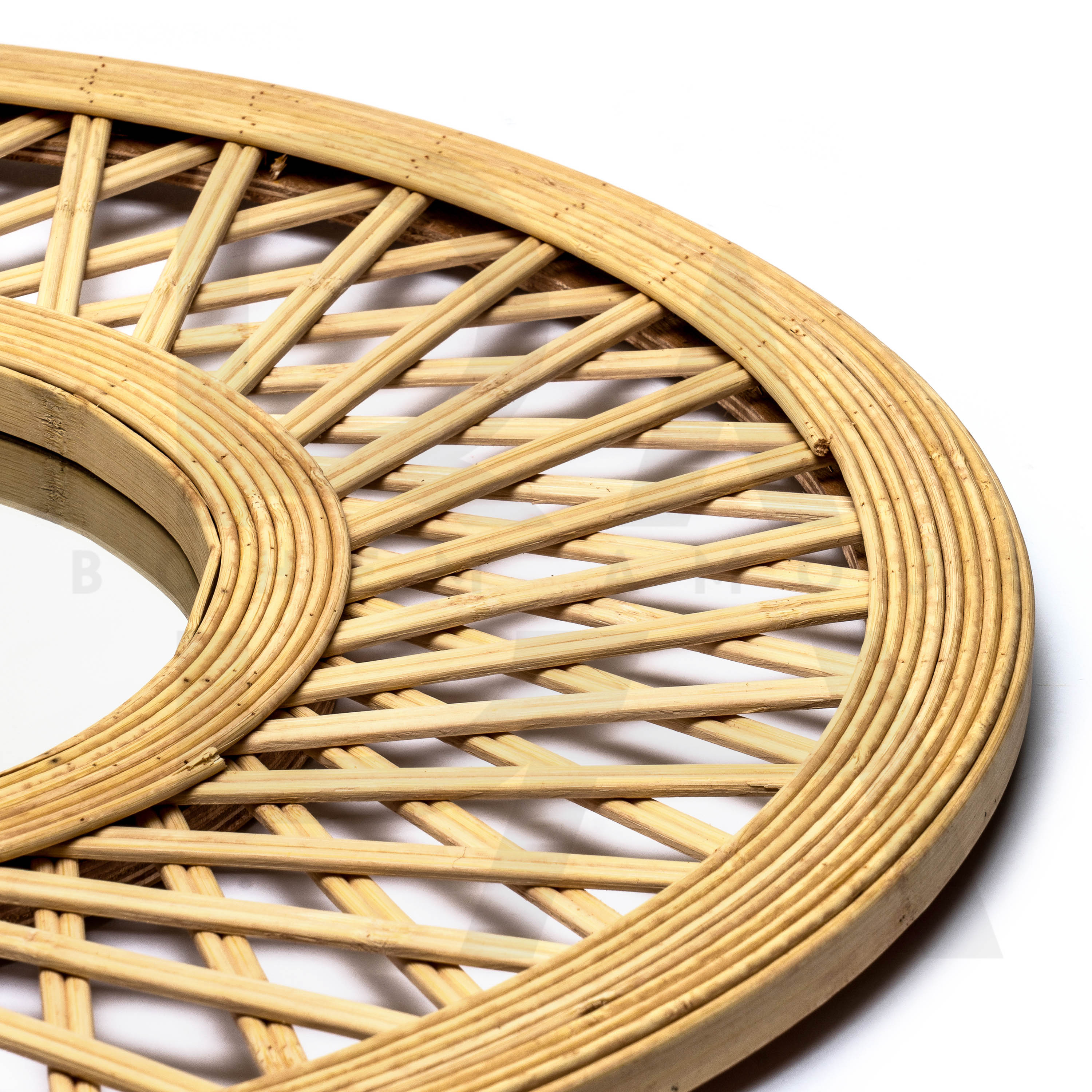 Yuvarlak Kesişim Çizgiler Bambu Ayna