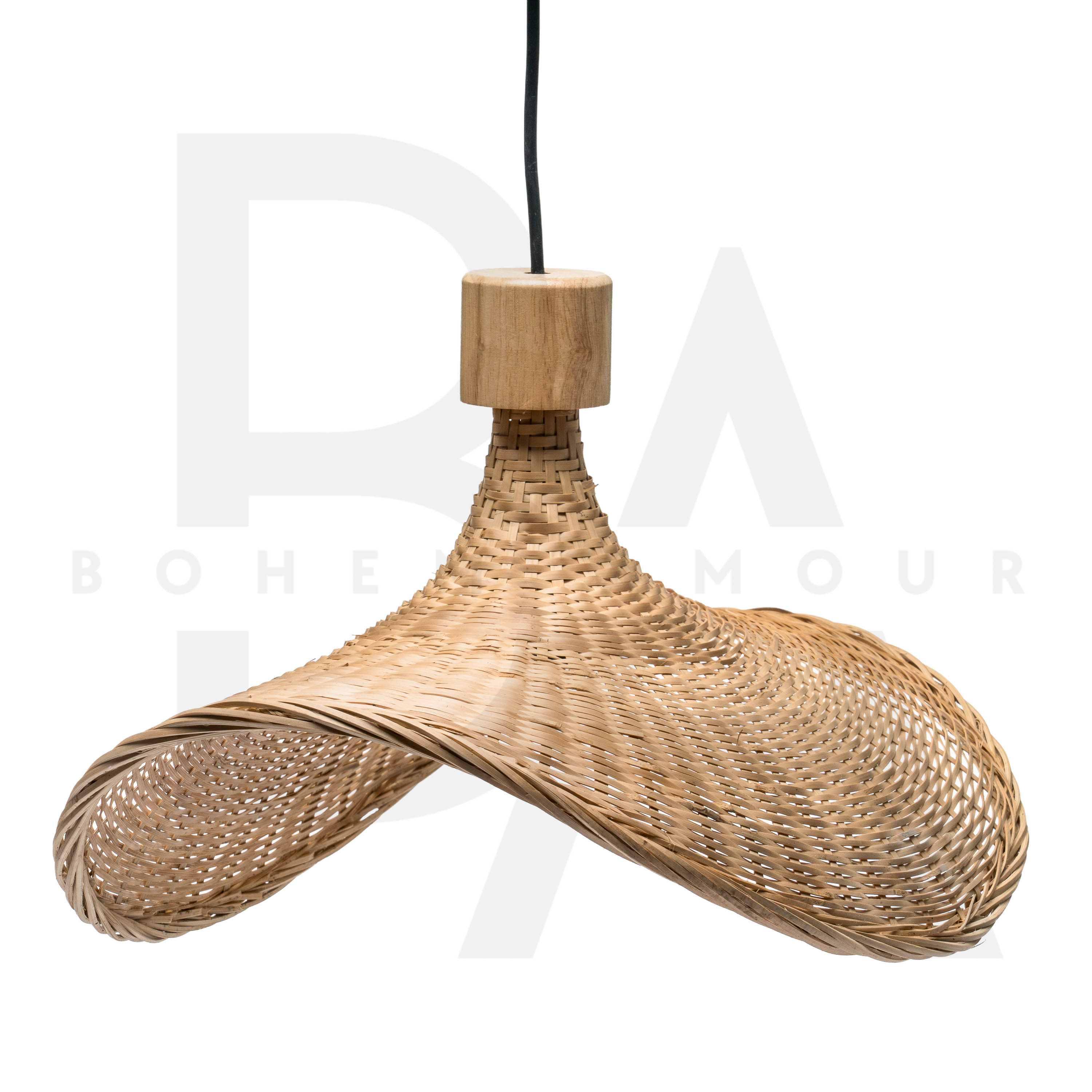 Doğal Dalga Formlu Bambu Avize