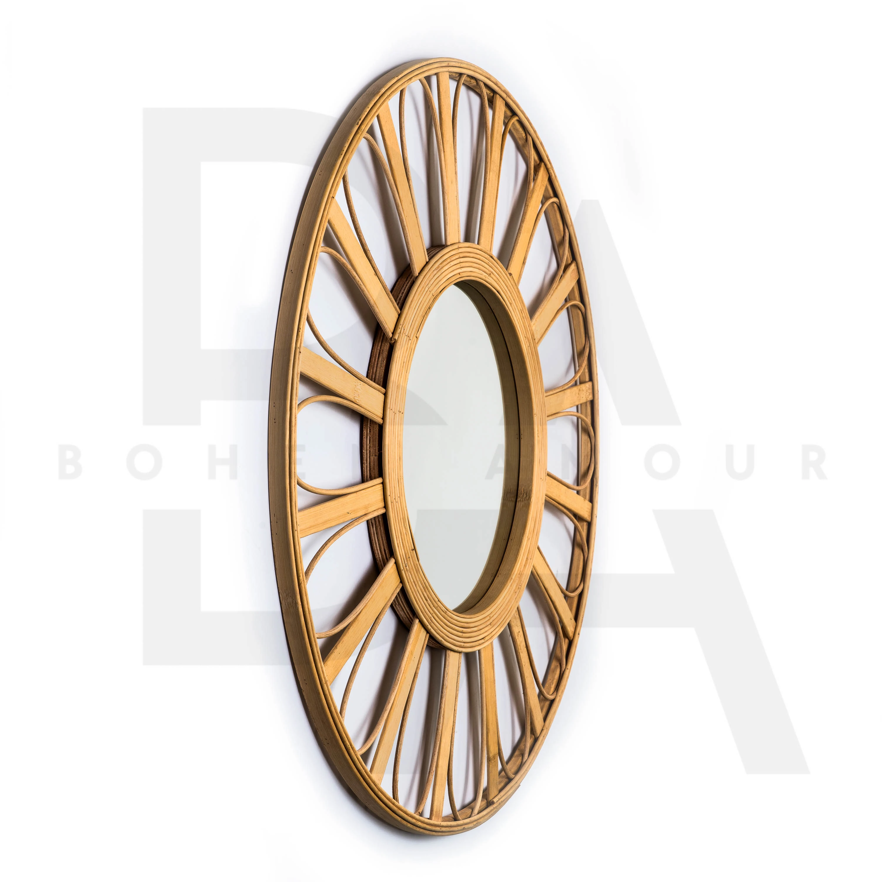 Yuvarlak Papatya Görünümlü Bambu Ayna