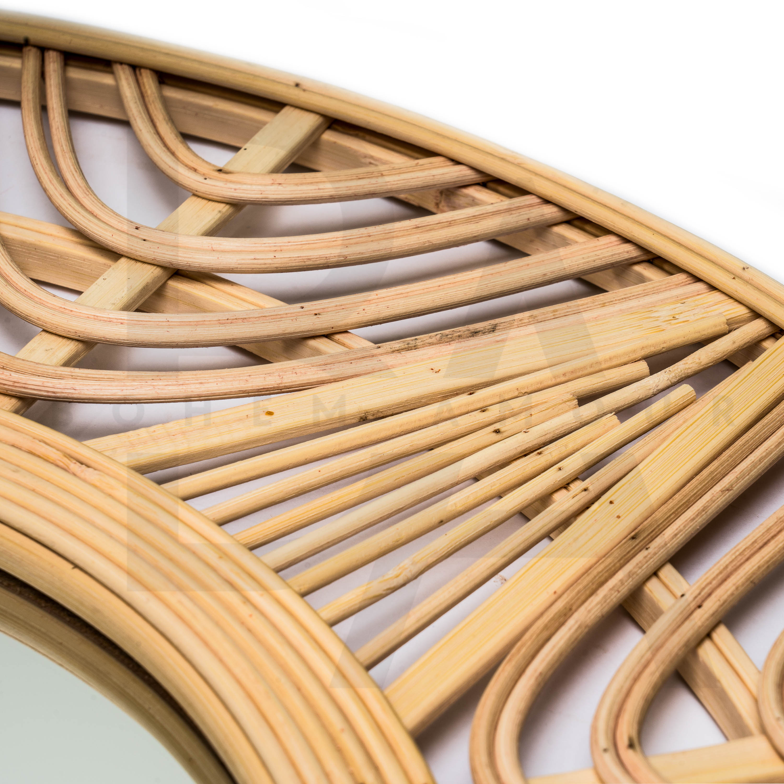 Yuvarlak Dalgalı Yıldız Desenli Bambu Ayna