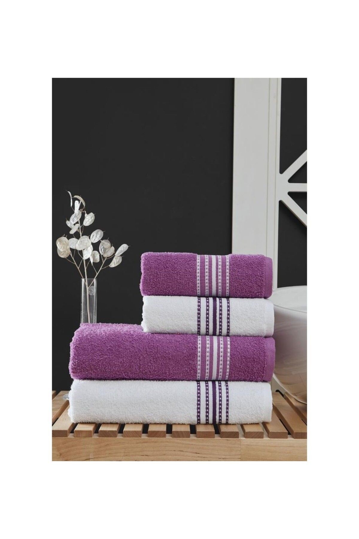 4 Lü Banyo Havlusu Seti Elvin - (2 adet 70X140 + 2 adet 50x90)
