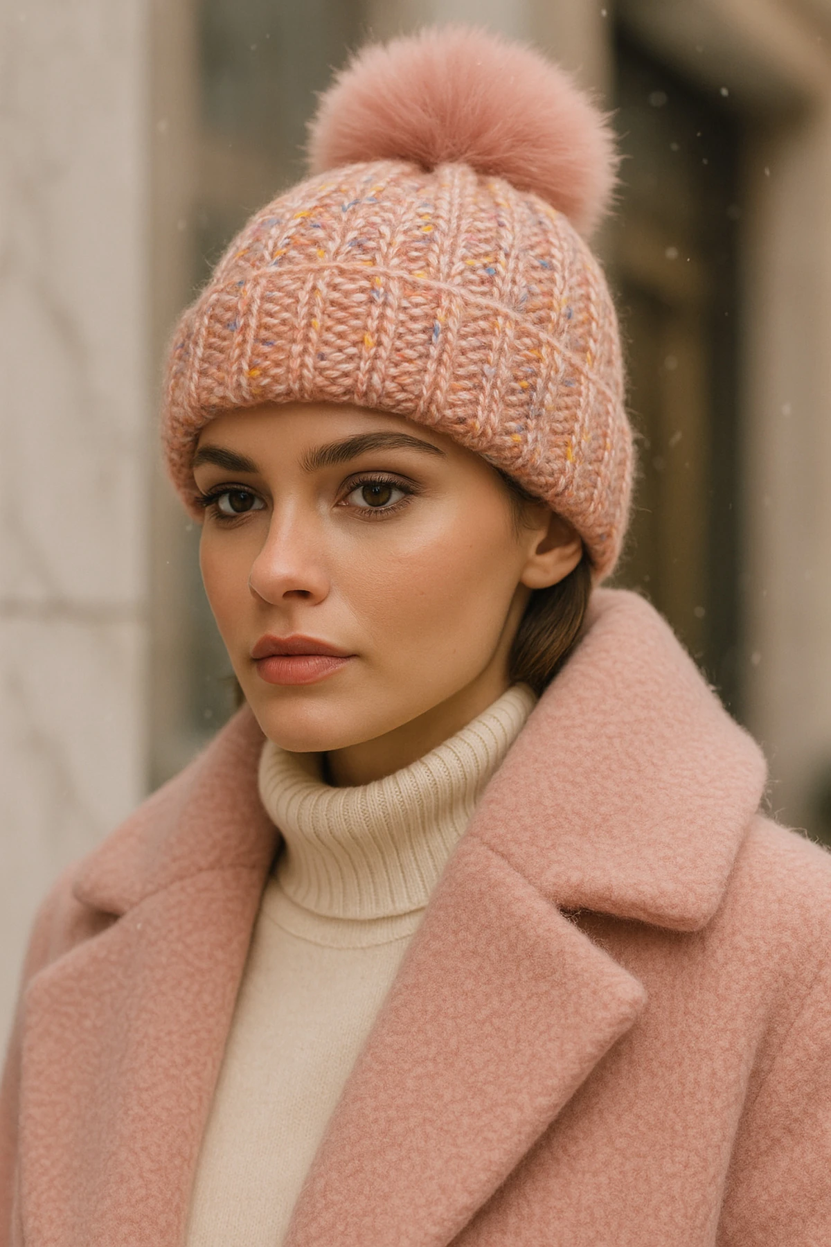 Örme Pamuklu Premium Ponponlu Bere