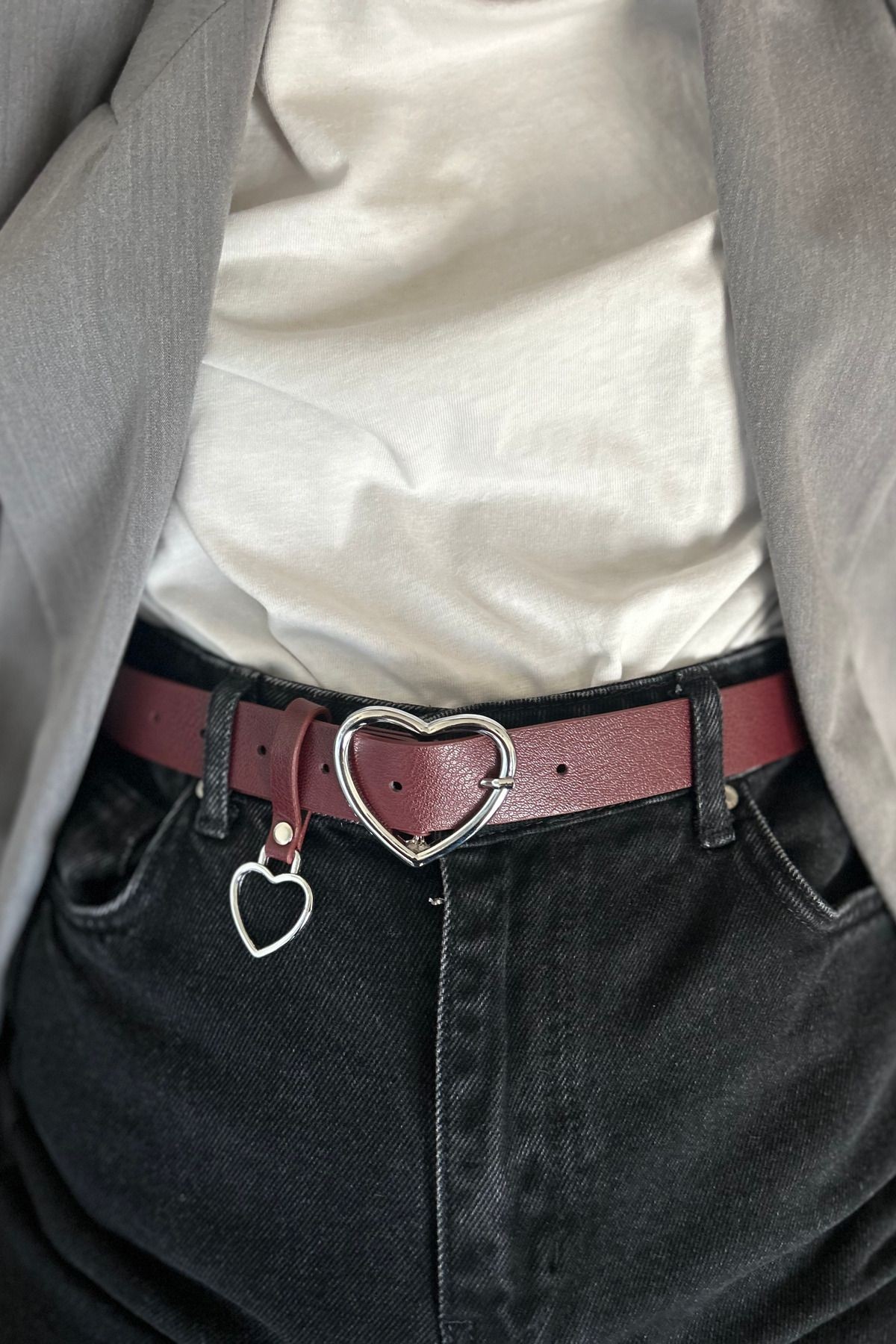 Amour Gümüş Kalp Tokalı Kemer