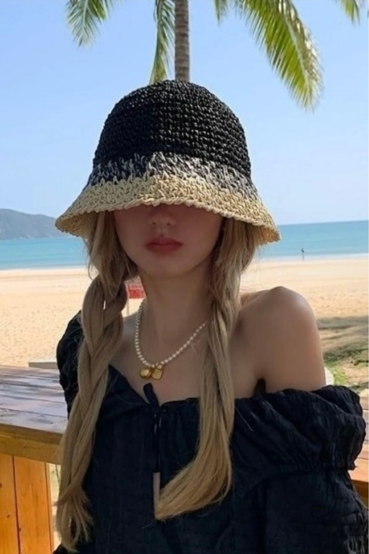 El Örgüsü Hasır Premium Bucket Şapka - hasır