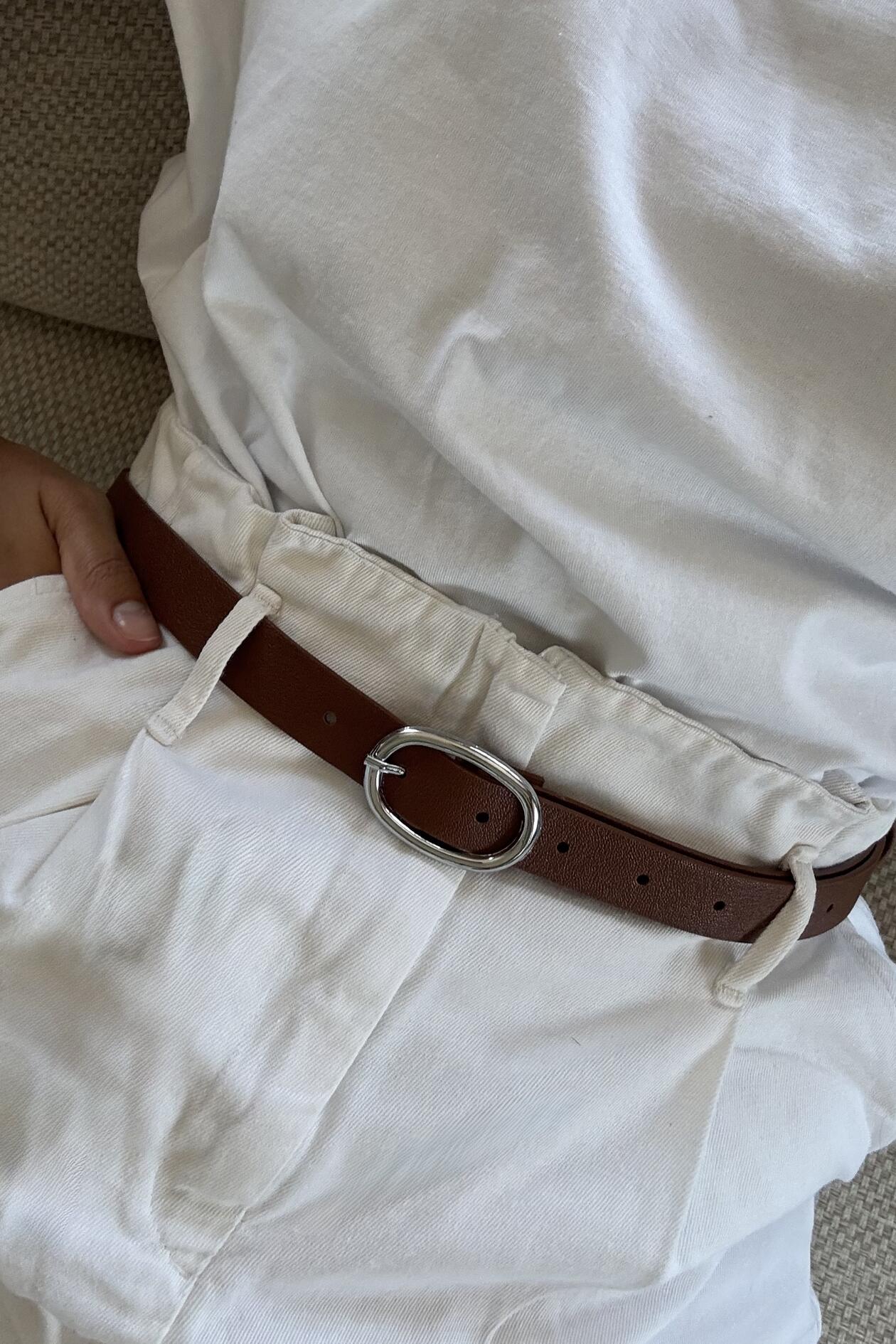 Dakota Gümüş Tokalı Taba Kadın Kemer