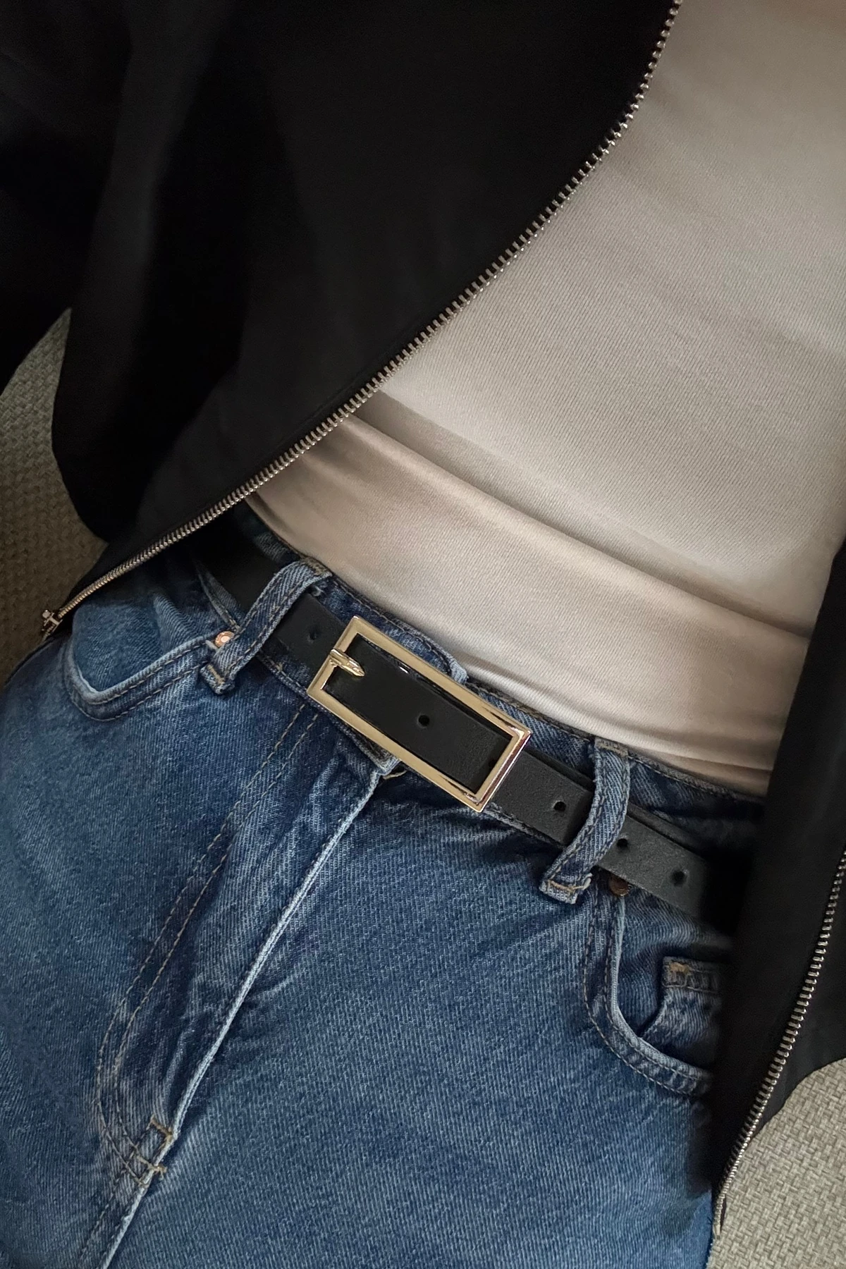 Marena Gold Tokalı Kadın Kemer - siyah