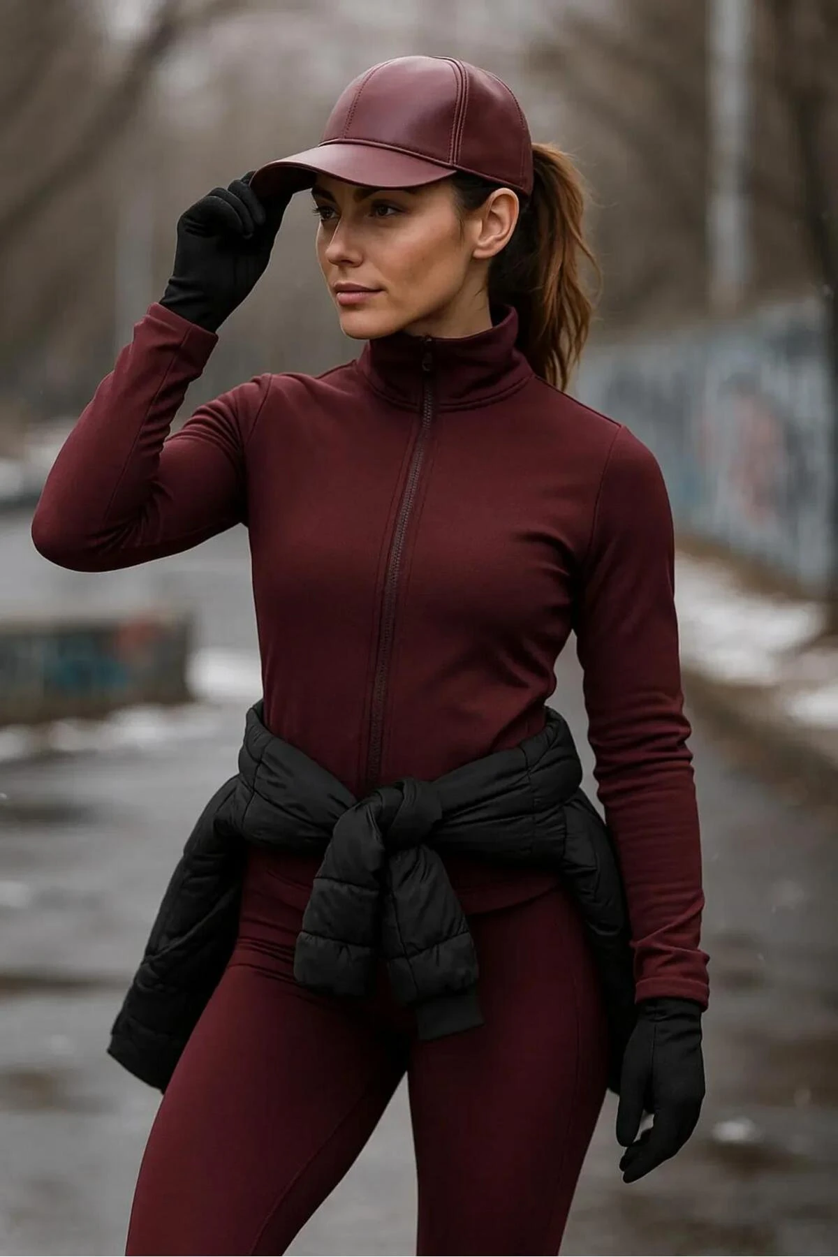 Baseball Deri Premium Unisex Şapka - bordo