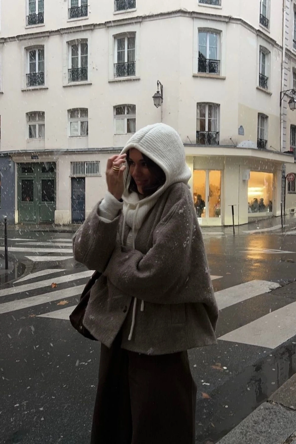 El Örgüsü Balaclava Boyunluk Şapka(Beyaz)