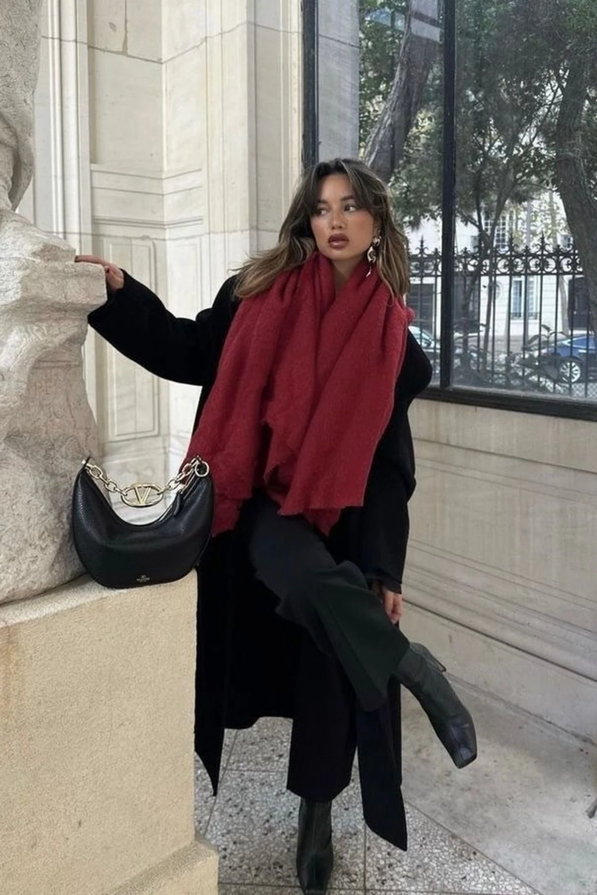 Estela Atkı Yumuşak Dokulu Omuz Şalı - bordo