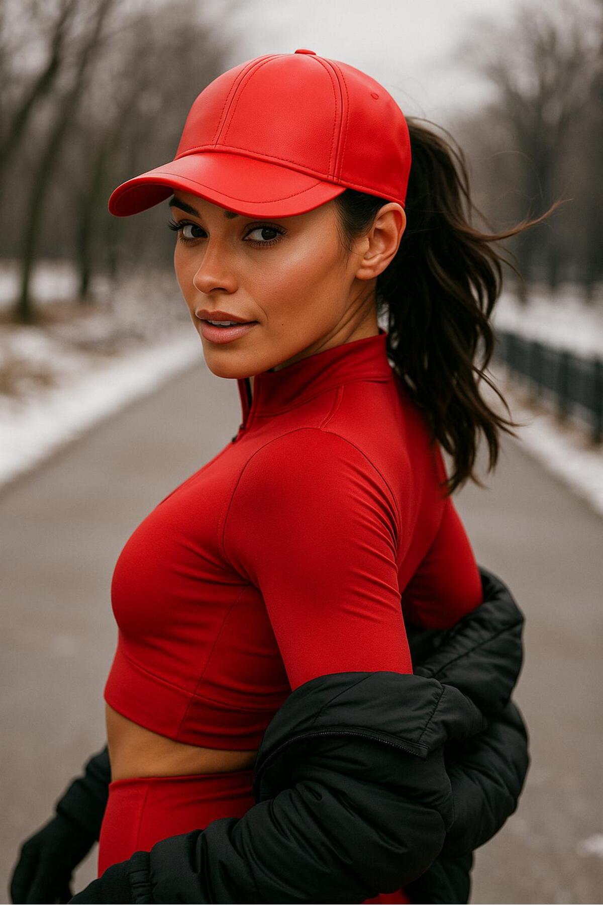 Baseball Deri Premium Unisex Şapka - kırmızı