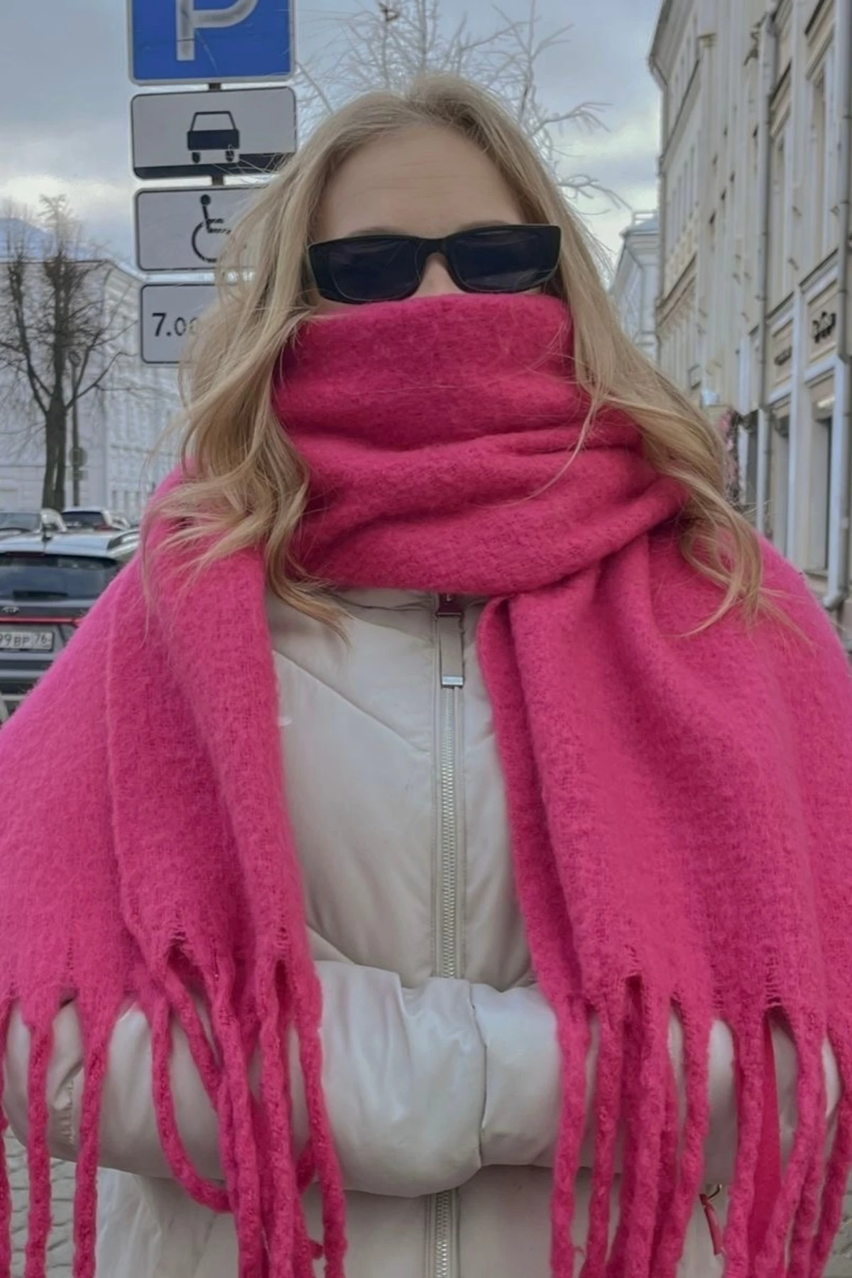 Alessa Atkı Yumuşak Dokulu Omuz Şalı - fuşya pembe