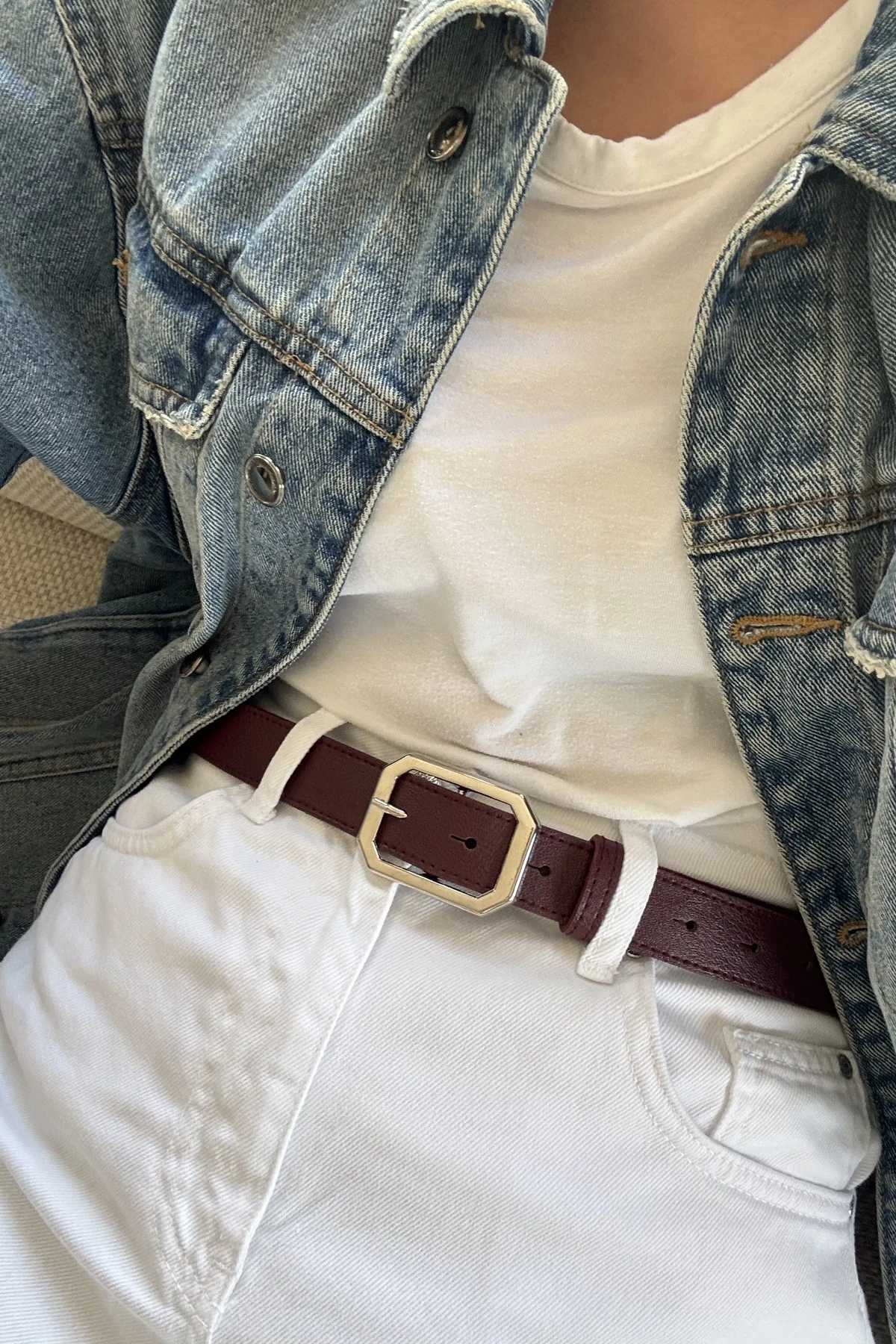 Dina Gümüş Tokalı Kadın Kemer - bordo