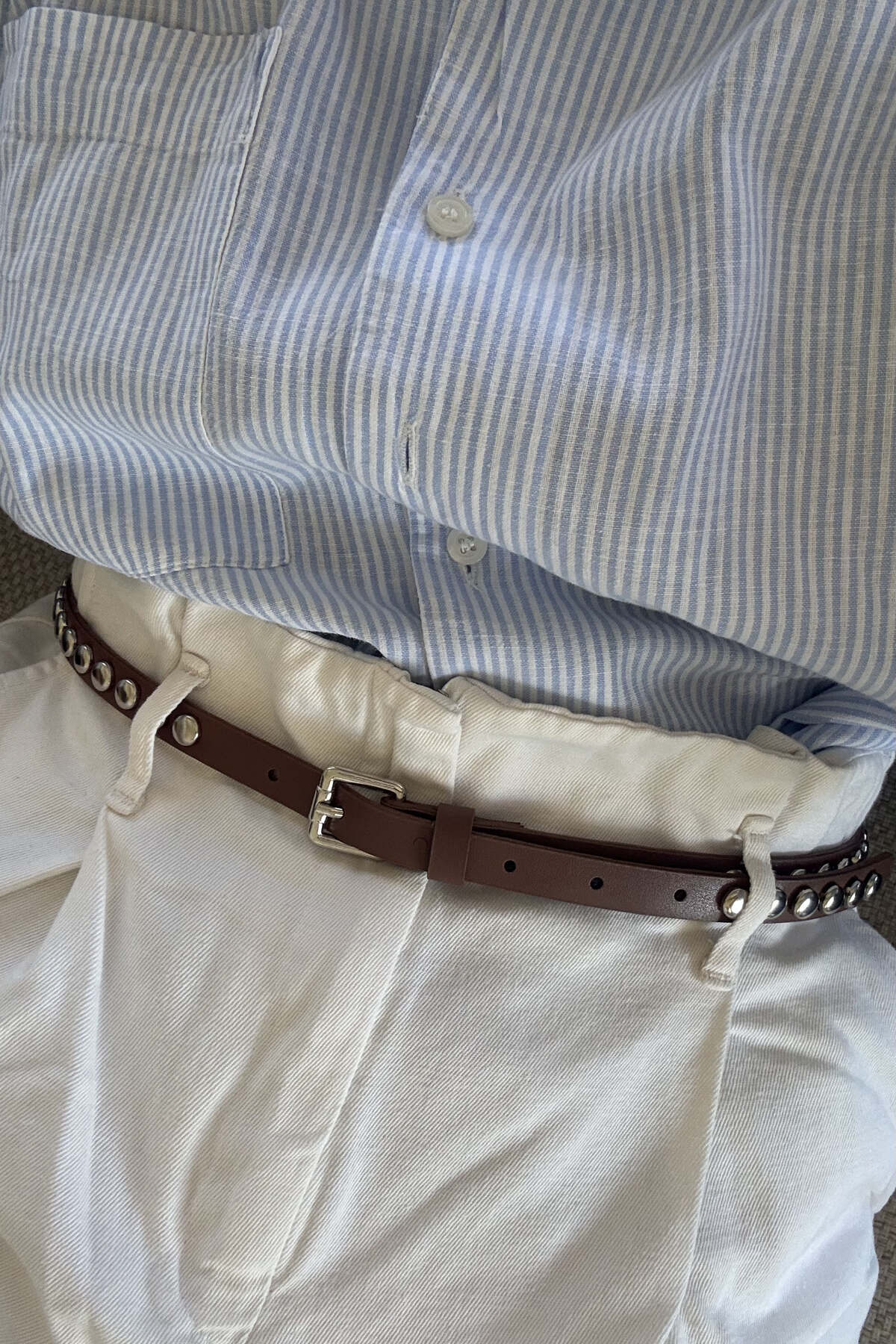 Elena Gümüş Tokalı Siyah Kemer - taba