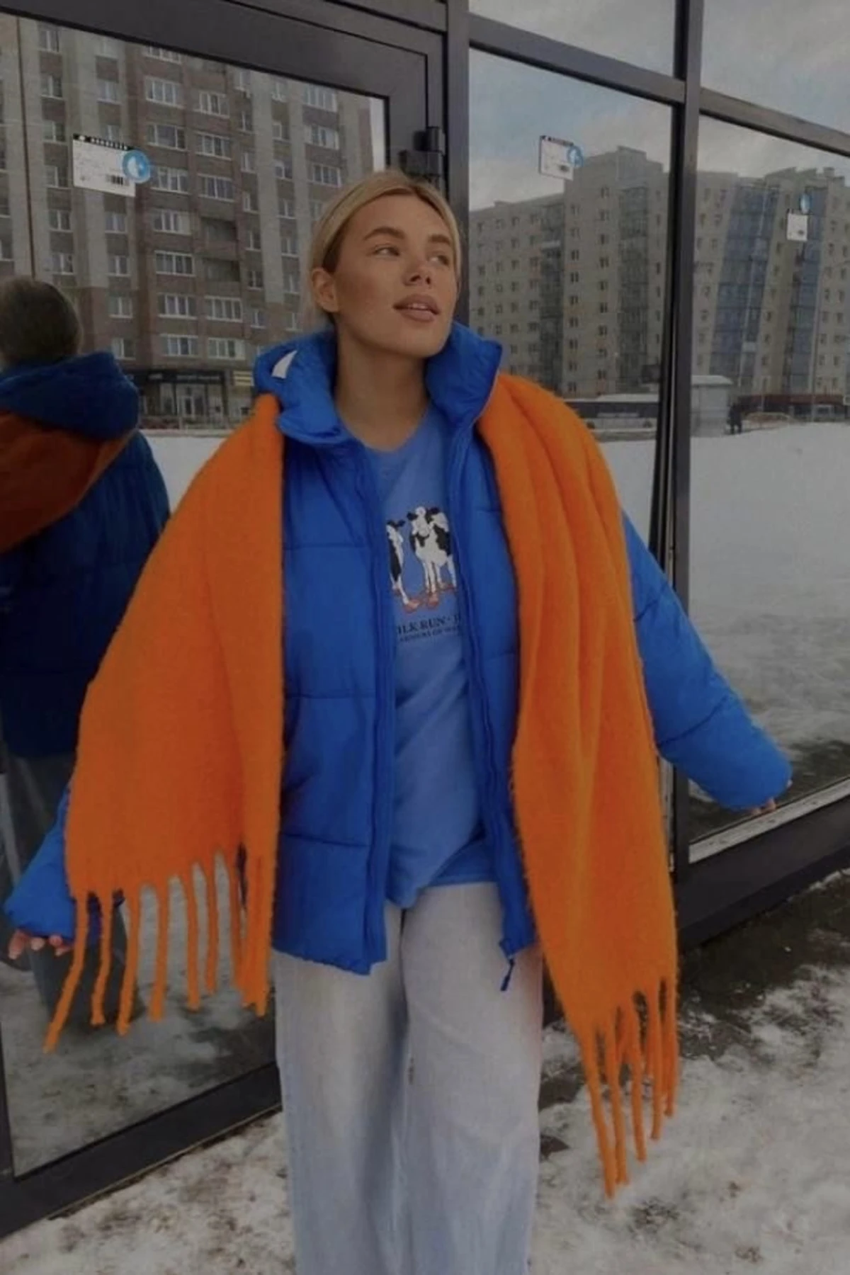 Alessa Atkı Yumuşak Dokulu Omuz Şalı - turuncu