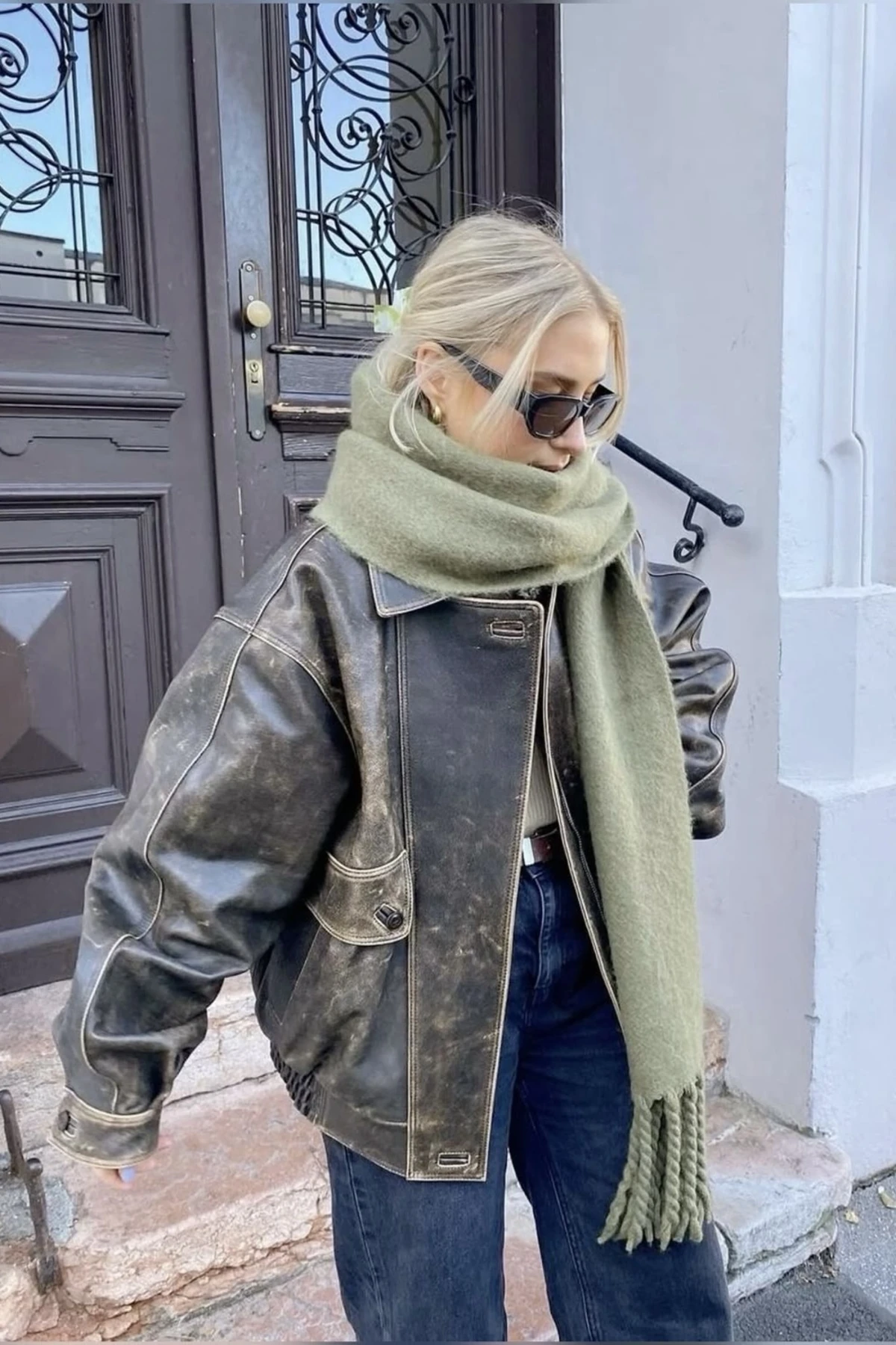 Alessa Atkı Yumuşak Dokulu Omuz Şalı - haki